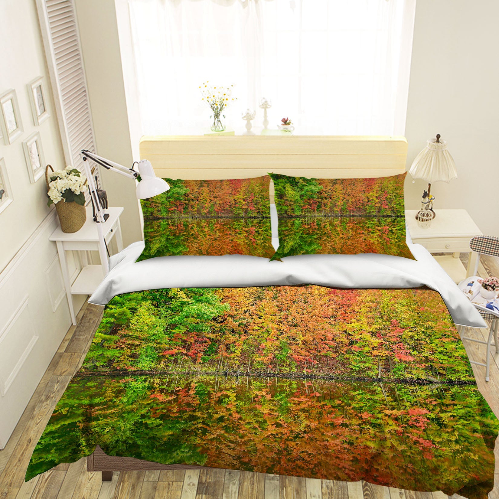 3D Fall Reflections 62011 Kathy Barefield Bedding Bed Pillowcases Quilt