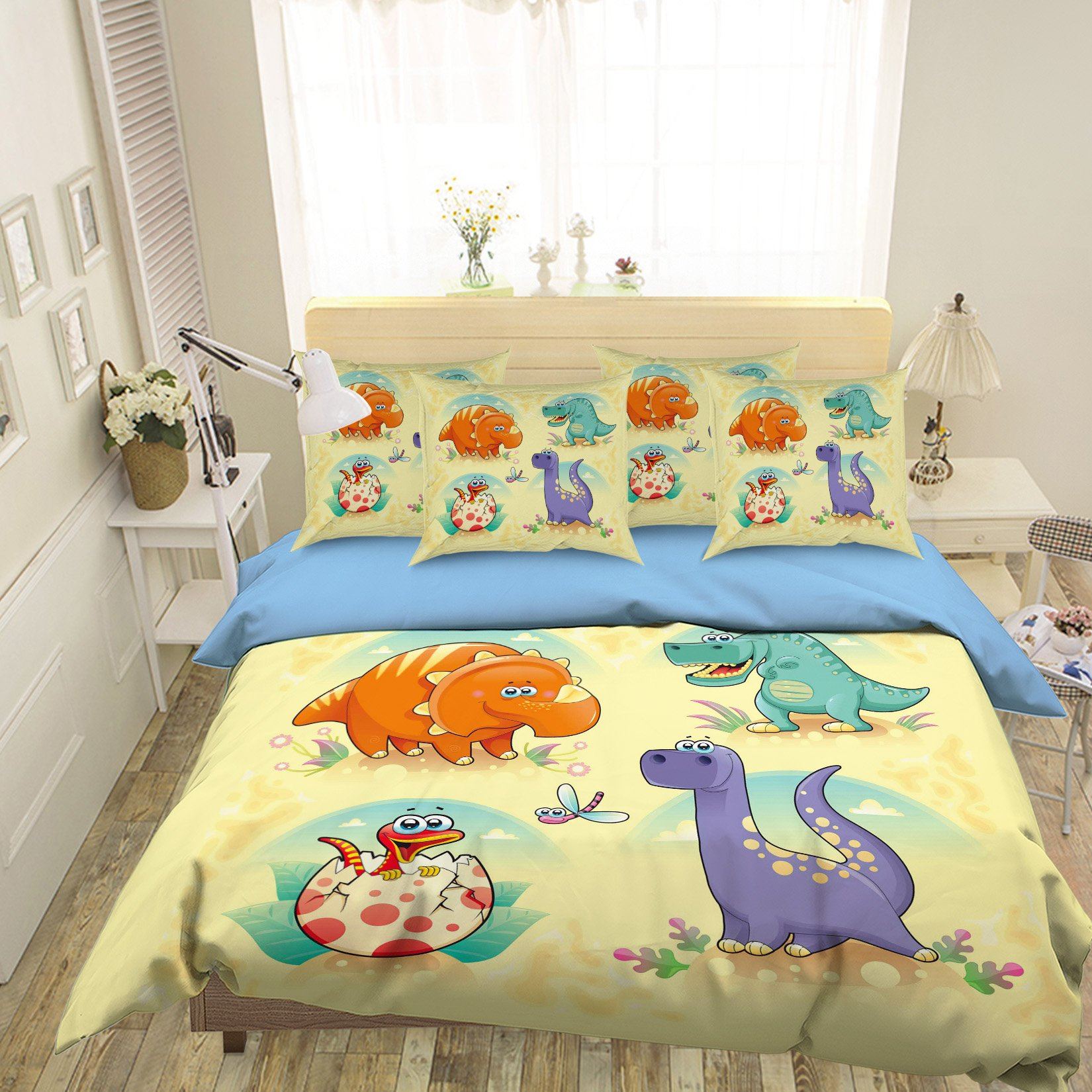 3D Dinosaur Cartoon 051 Bed Pillowcases Quilt Wallpaper AJ Wallpaper 