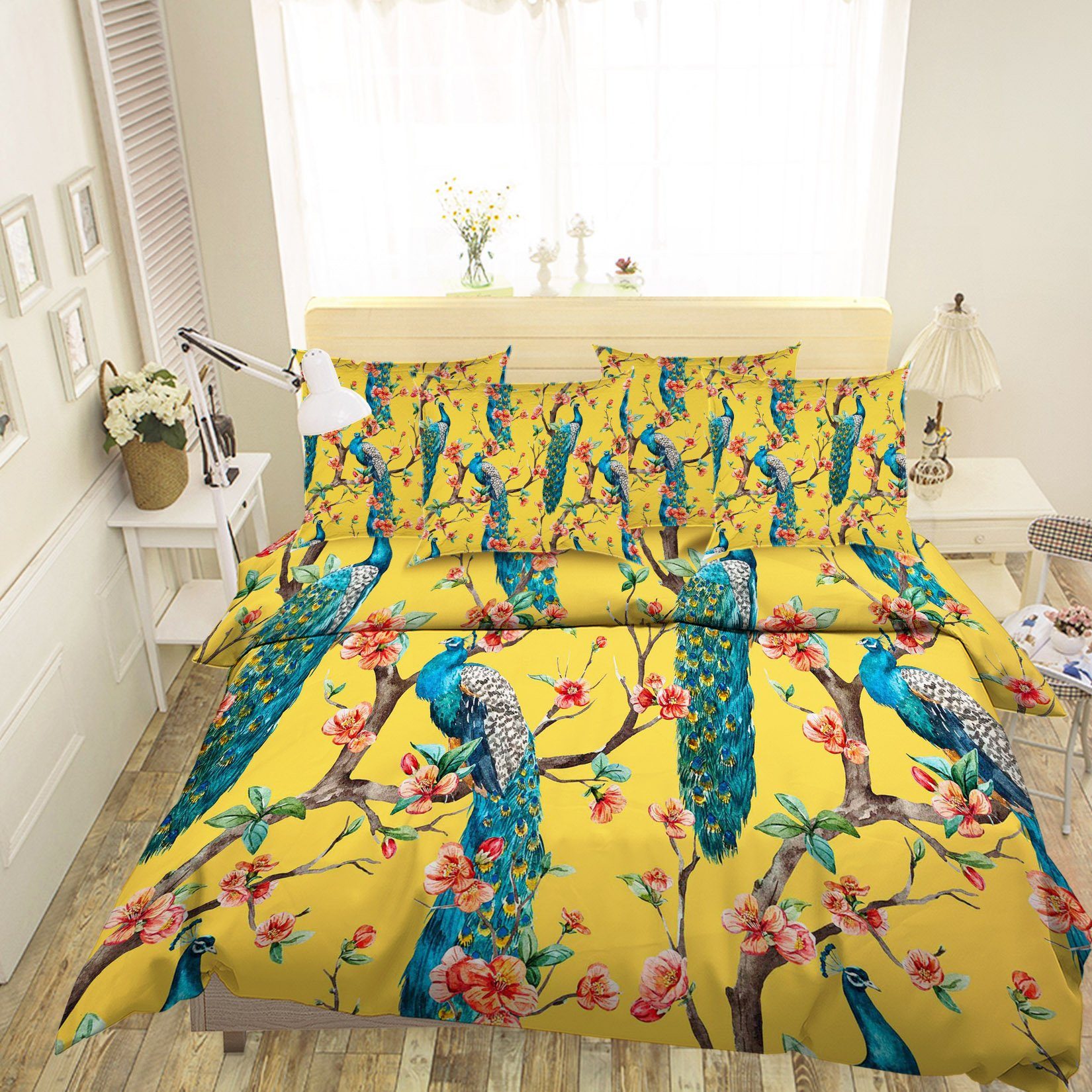 3D Flowers Trees Peacocks 46 Bed Pillowcases Quilt Wallpaper AJ Wallpaper 