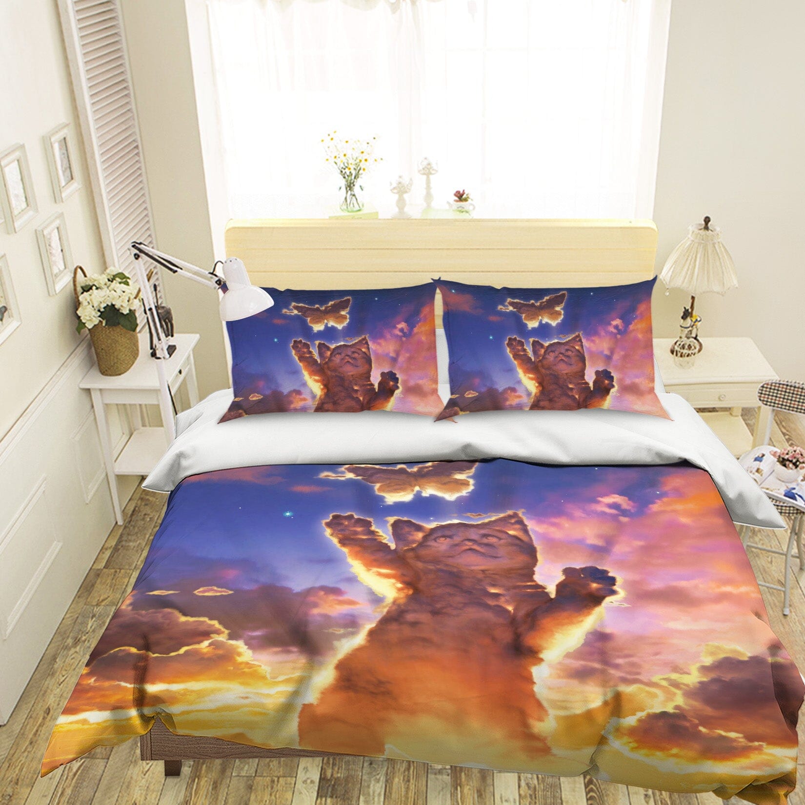 3D Cloud Kitten Sunset 032 Bed Pillowcases Quilt Exclusive Designer Vincent Quiet Covers AJ Creativity Home 