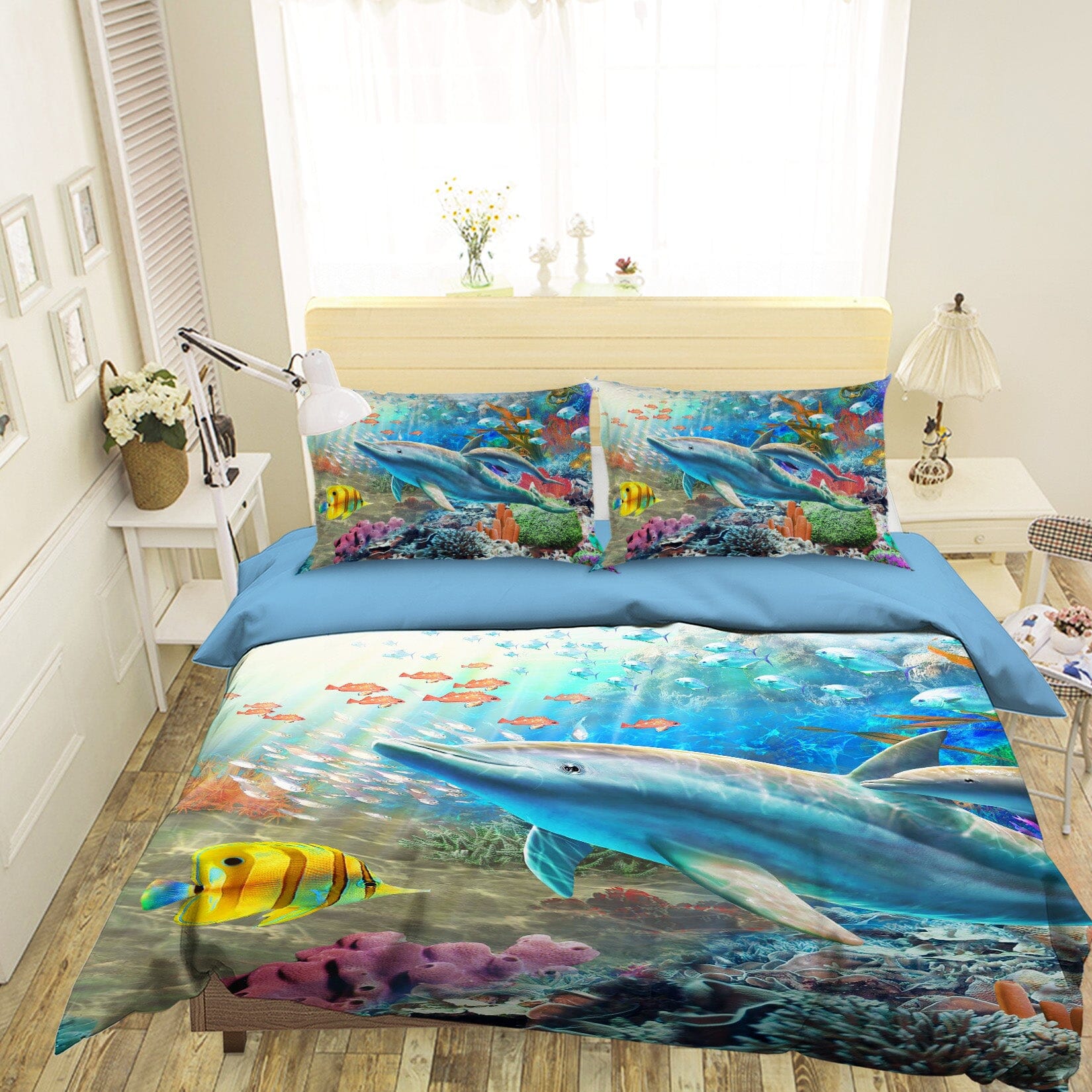 3D Undersea Fish School 2116 Adrian Chesterman Bedding Bed Pillowcases Quilt Quiet Covers AJ Creativity Home 