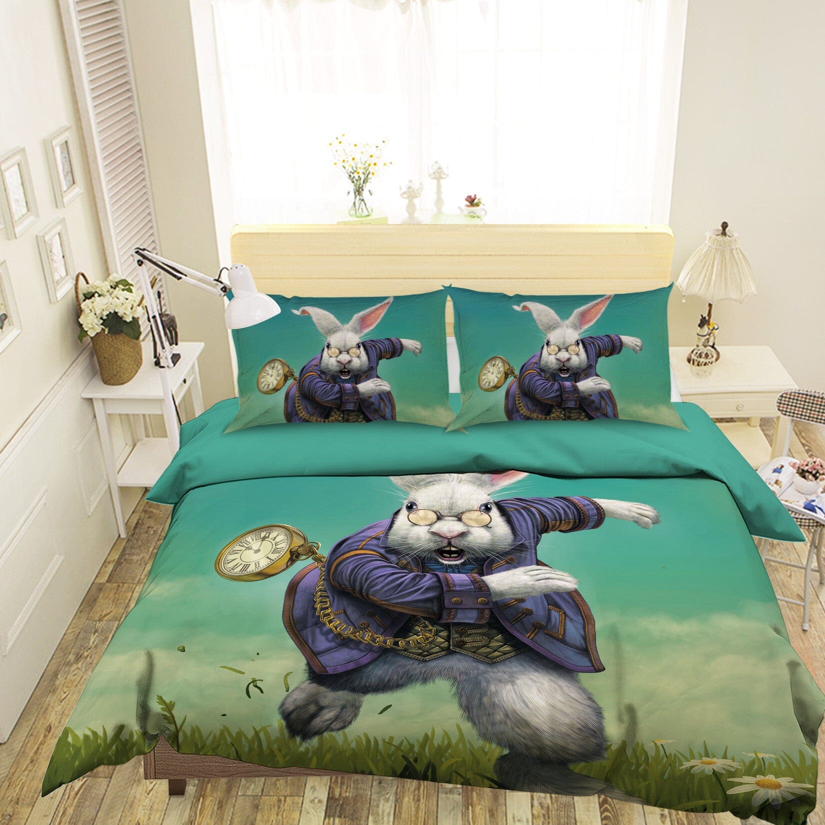 3D White Rabbit 100 Bed Pillowcases Quilt Exclusive Designer Vincent Quiet Covers AJ Creativity Home 