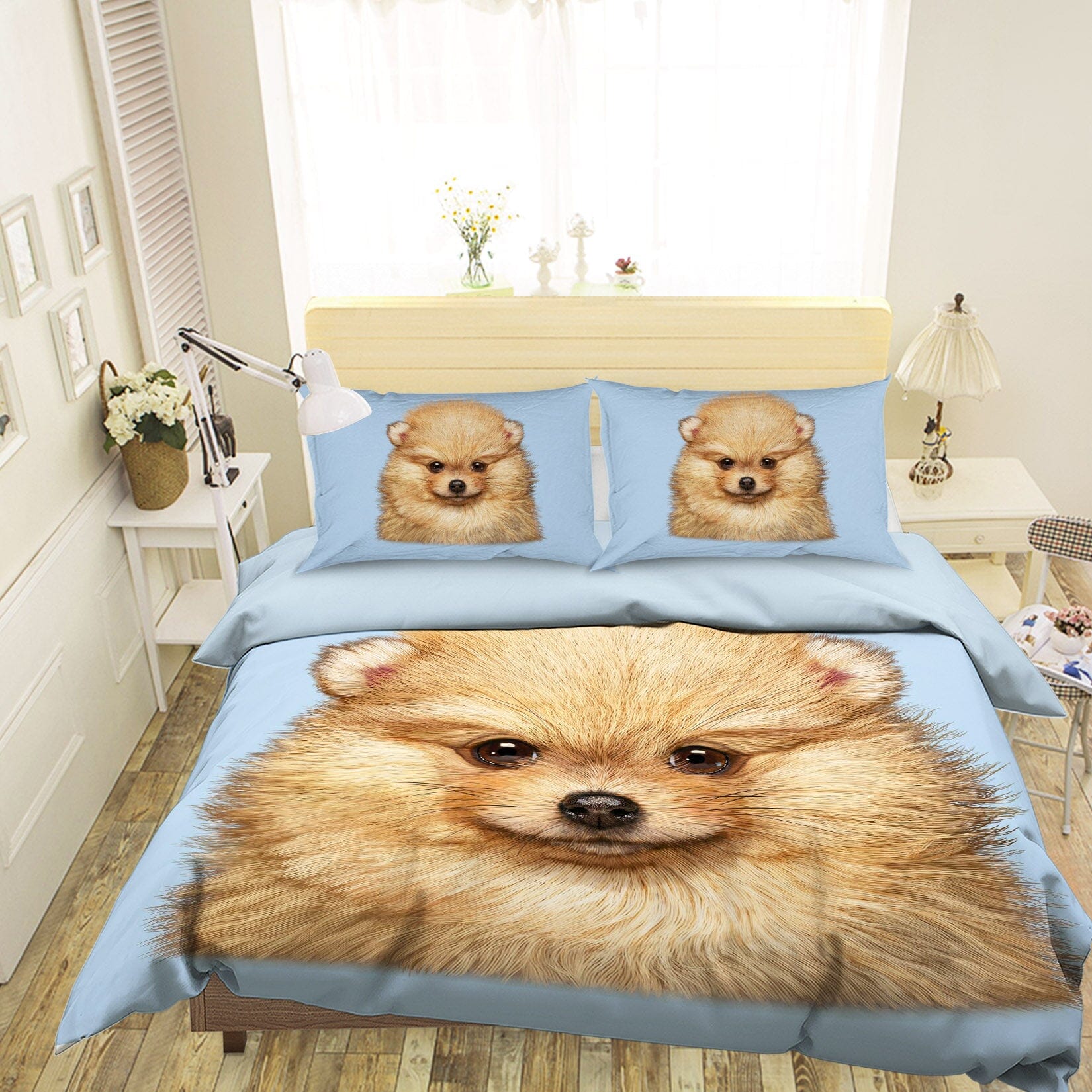 3D Pomeranian Puppy 070 Bed Pillowcases Quilt Exclusive Designer Vincent Quiet Covers AJ Creativity Home 