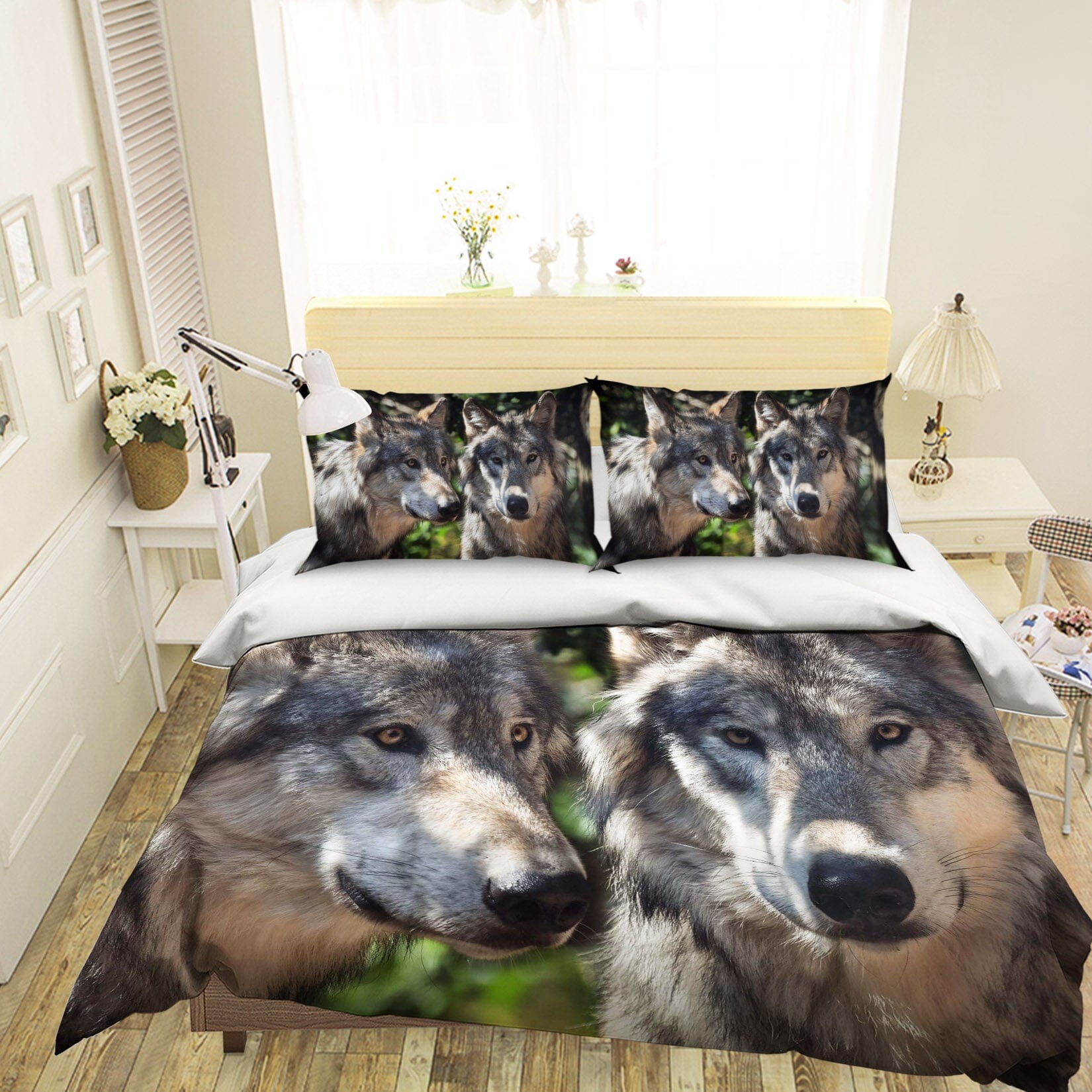 3D Wild Wolf 1956 Bed Pillowcases Quilt Quiet Covers AJ Creativity Home 
