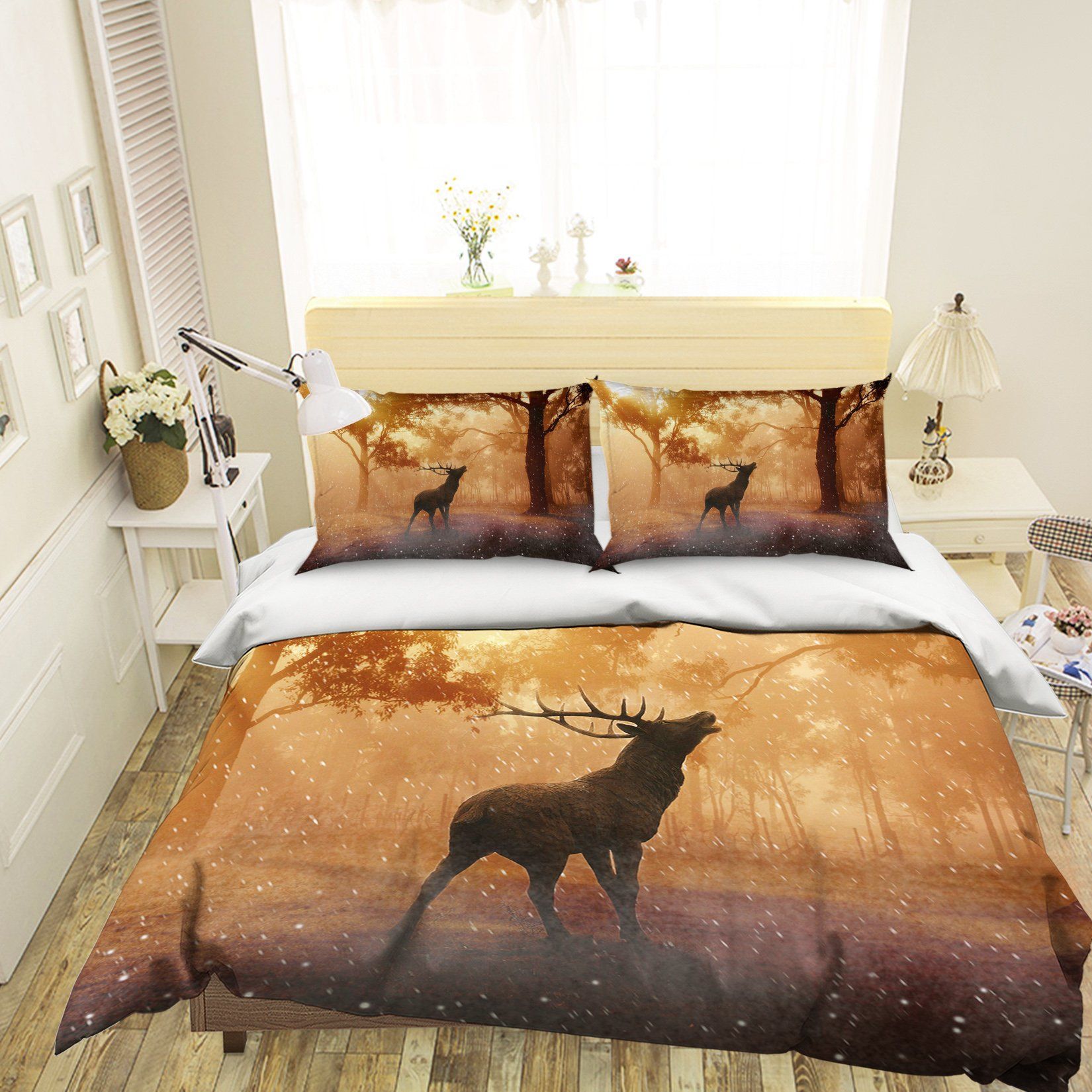 3D Forest Elk 1954 Bed Pillowcases Quilt Quiet Covers AJ Creativity Home 