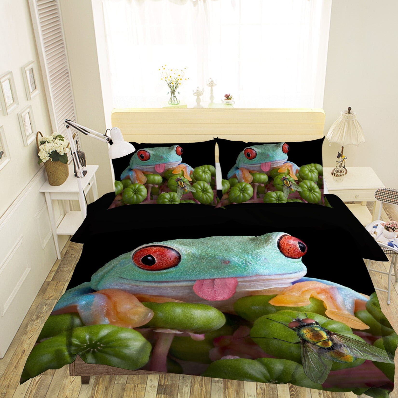 3D Color Frog 1909 Bed Pillowcases Quilt Quiet Covers AJ Creativity Home 