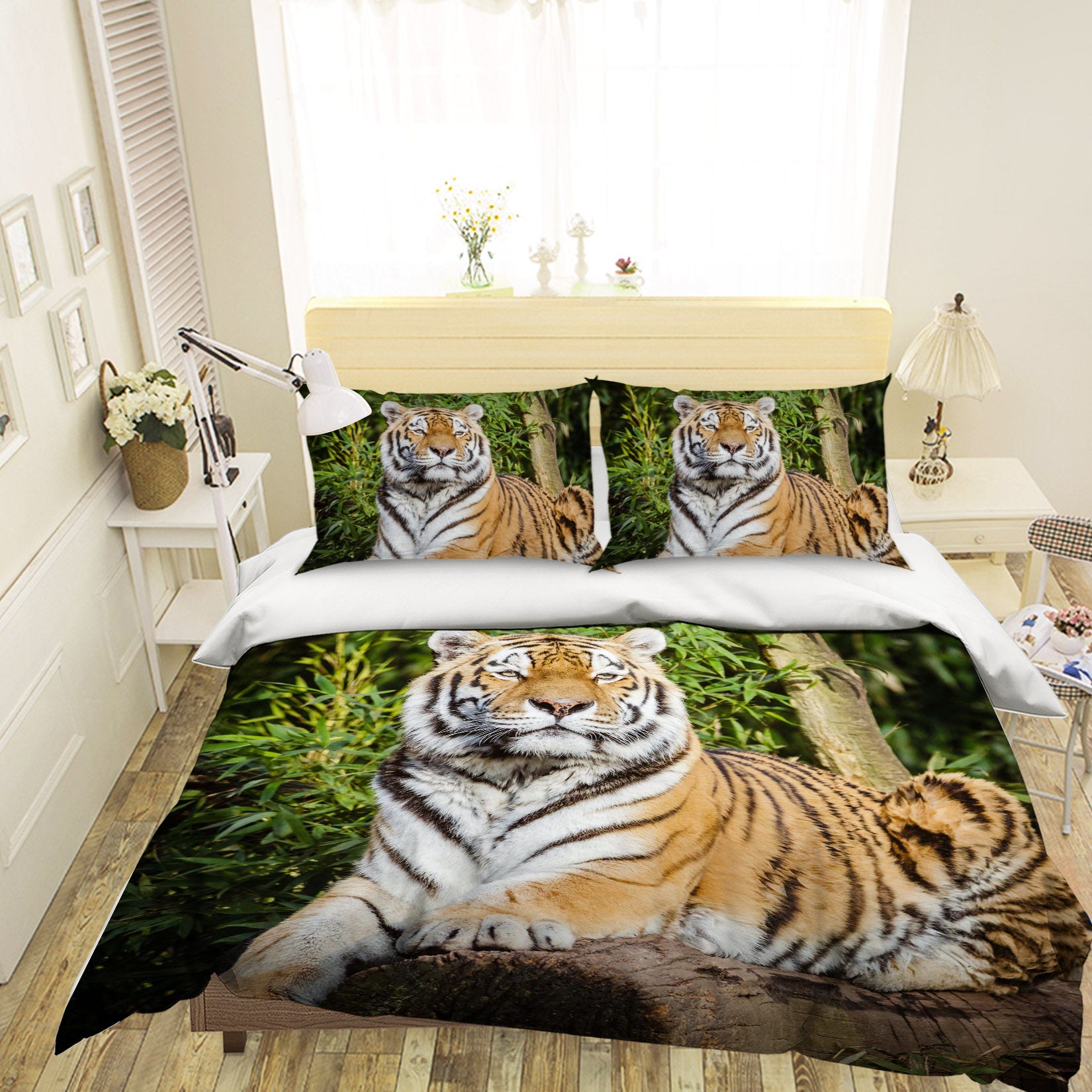 3D Tiger Forest 010 Bed Pillowcases Quilt