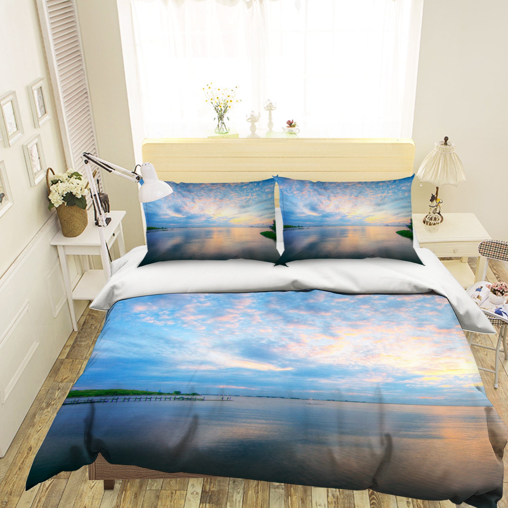 3D Blue Sky Lake 070 Bed Pillowcases Quilt