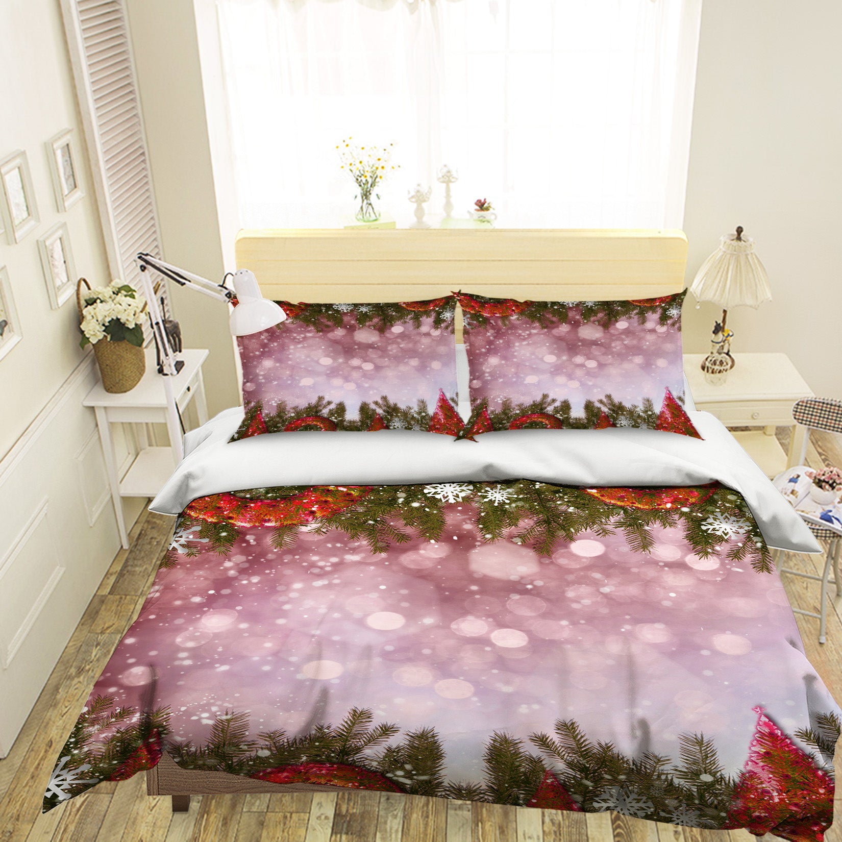 3D Branches Snowflake 51105 Christmas Quilt Duvet Cover Xmas Bed Pillowcases