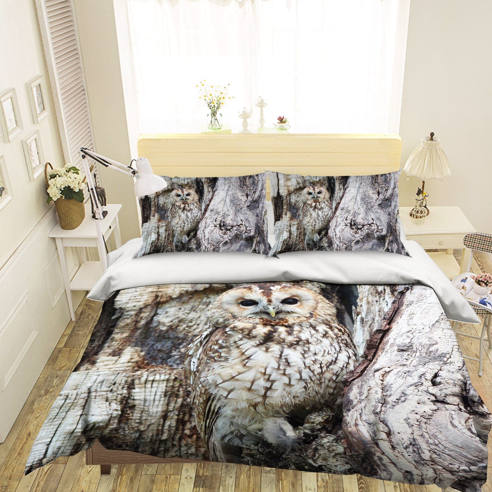 3D Owl 1932 Bed Pillowcases Quilt Quiet Covers AJ Creativity Home 