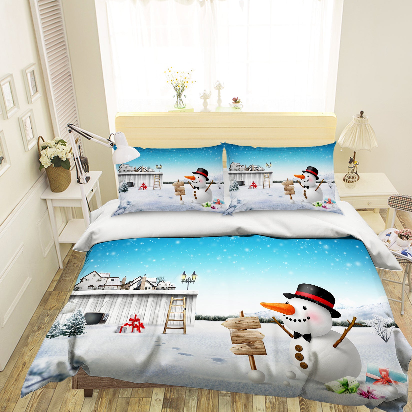 3D Snowman 45002 Christmas Quilt Duvet Cover Xmas Bed Pillowcases