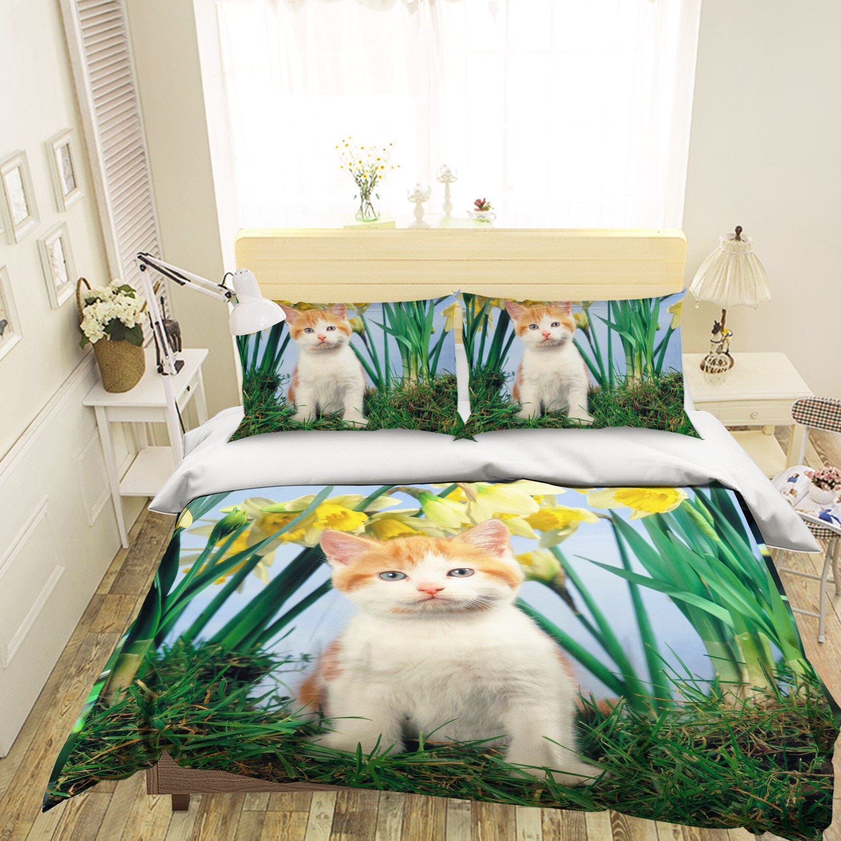 3D Cat Chrysanthemum 1903 Bed Pillowcases Quilt Quiet Covers AJ Creativity Home 