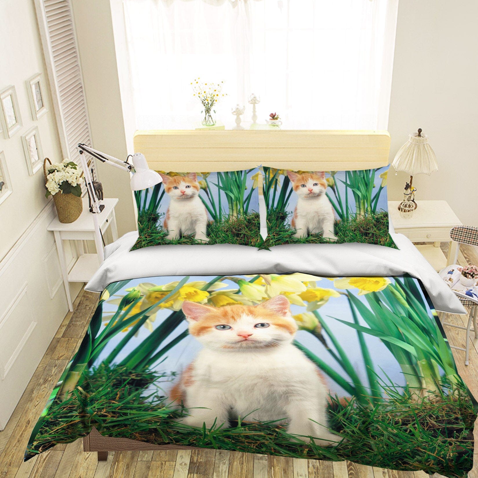 3D Cat Chrysanthemum 1903 Bed Pillowcases Quilt Quiet Covers AJ Creativity Home 