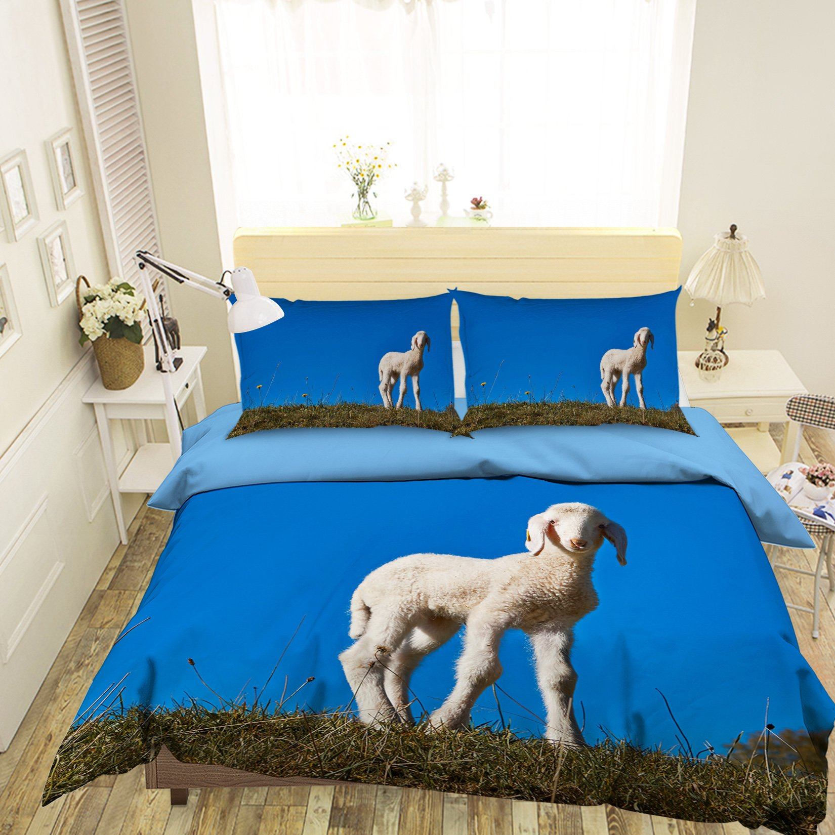 3D Lamb 1970 Bed Pillowcases Quilt Quiet Covers AJ Creativity Home 