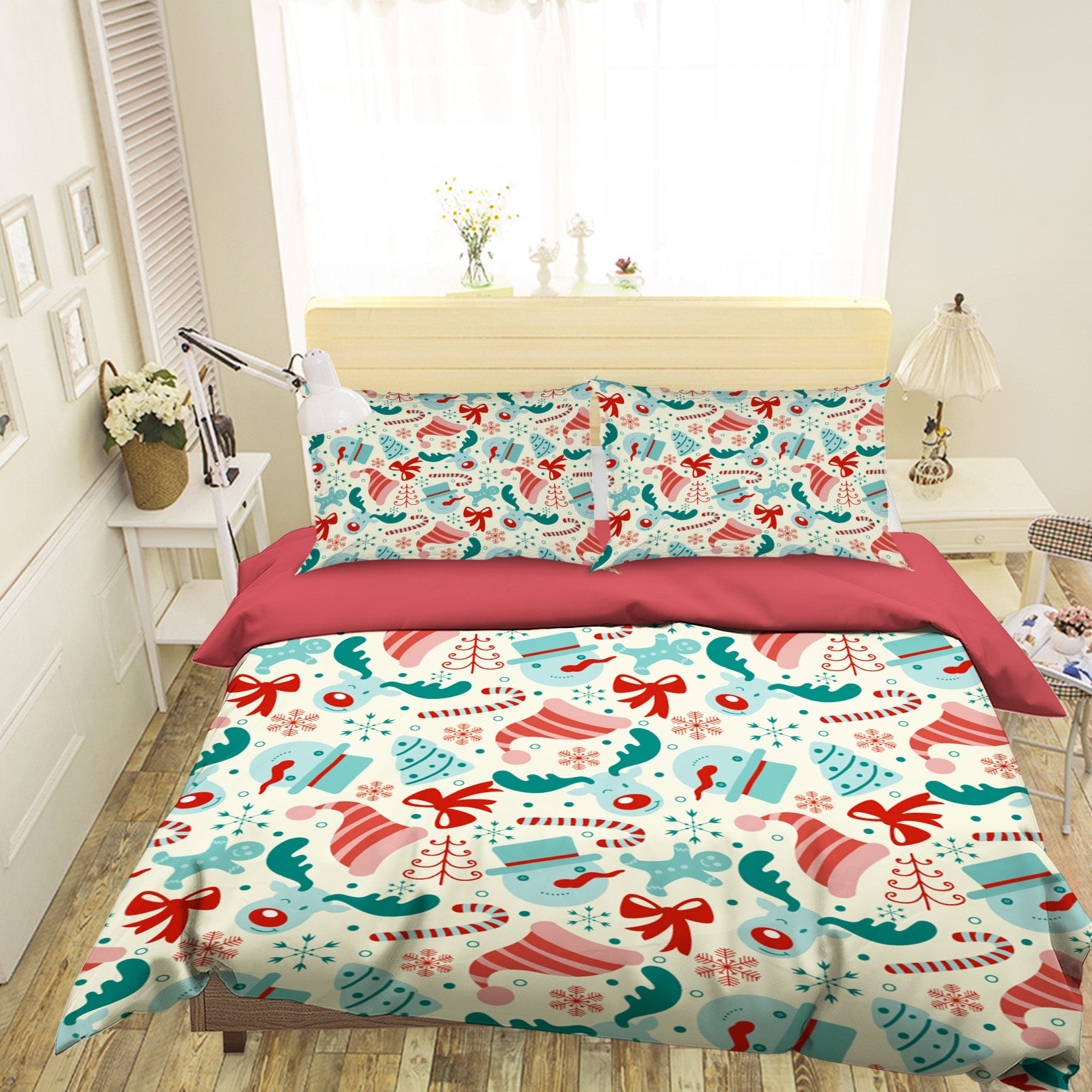 3D Christmas Hat Snowman 45008 Christmas Quilt Duvet Cover Xmas Bed Pillowcases