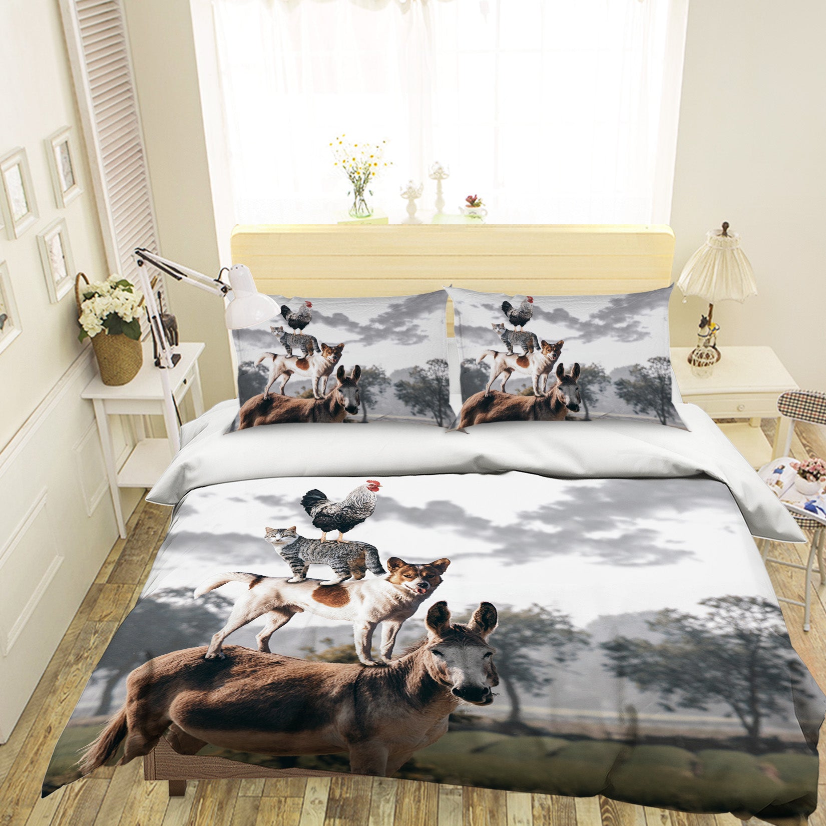 3D Donkey Puppy 037 Bed Pillowcases Quilt