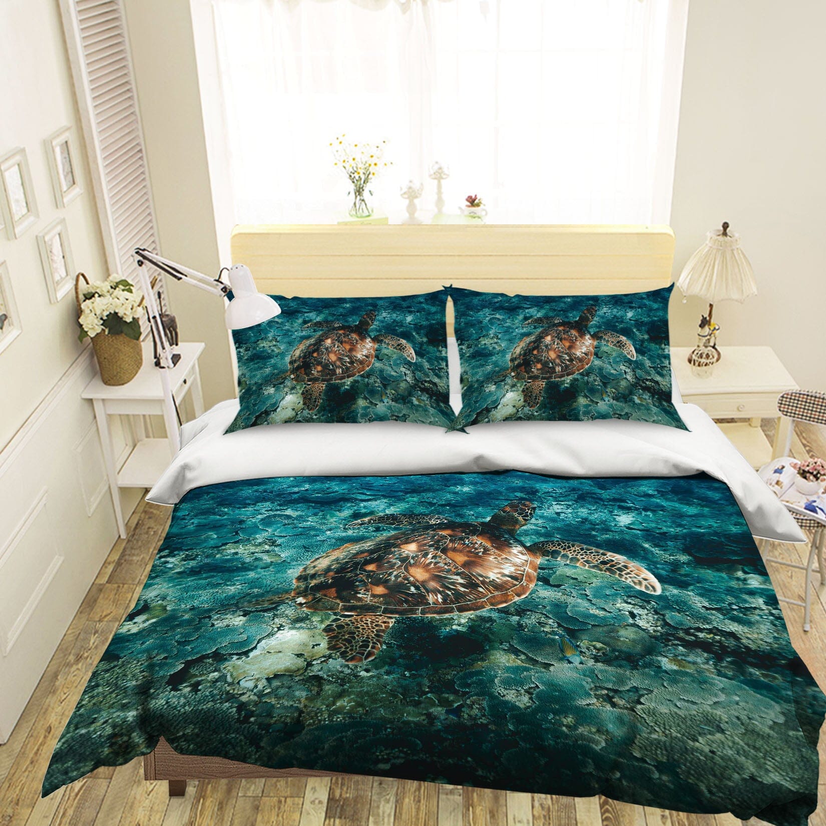 3D Deep Sea Turtle 1937 Bed Pillowcases Quilt Quiet Covers AJ Creativity Home 