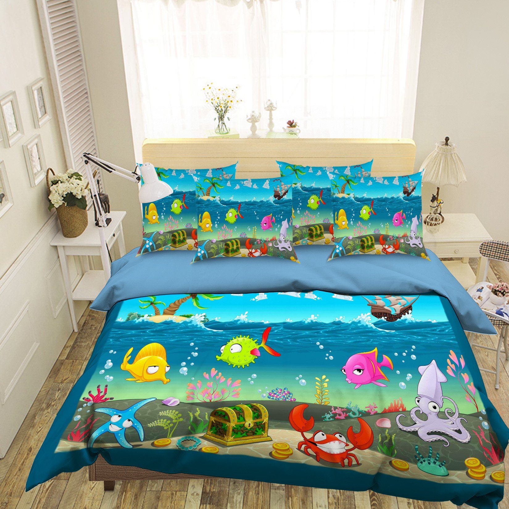 3D Cartoon Ocean 001 Bed Pillowcases Quilt Wallpaper AJ Wallpaper 