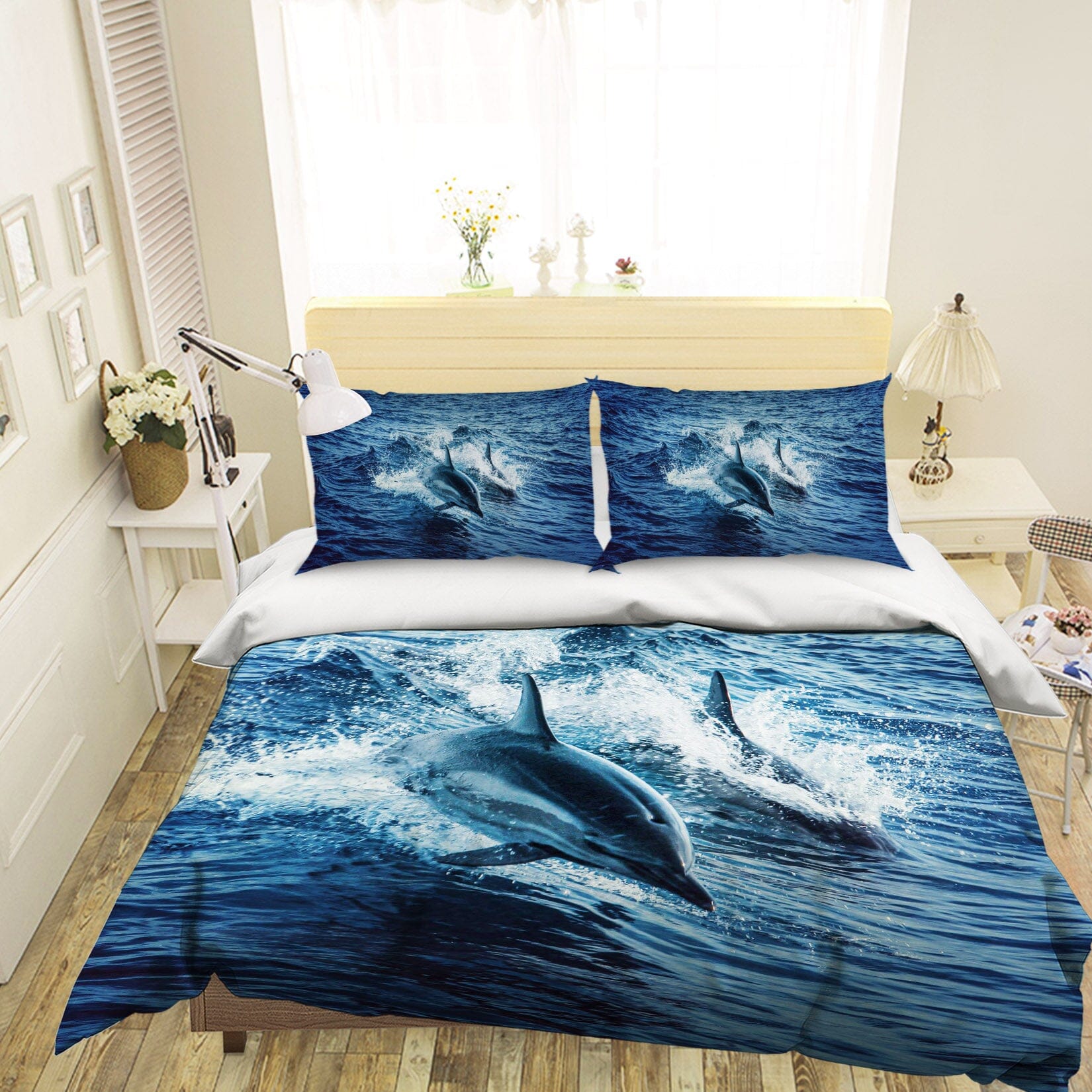 3D Cute Dolphin 1929 Bed Pillowcases Quilt Quiet Covers AJ Creativity Home 