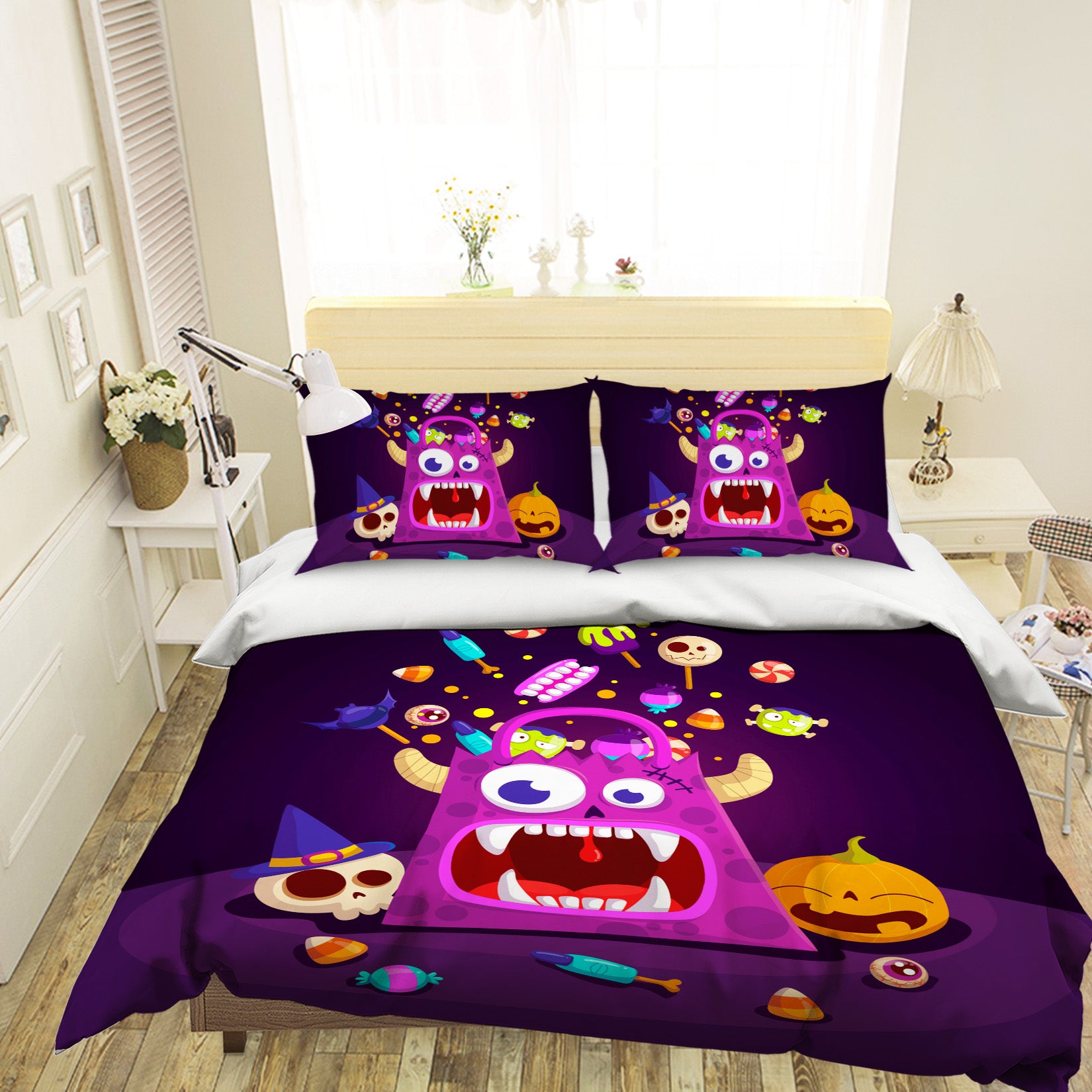 3D Monster Shopping Bag 1200 Halloween Bed Pillowcases Quilt Quiet Covers AJ Creativity Home 