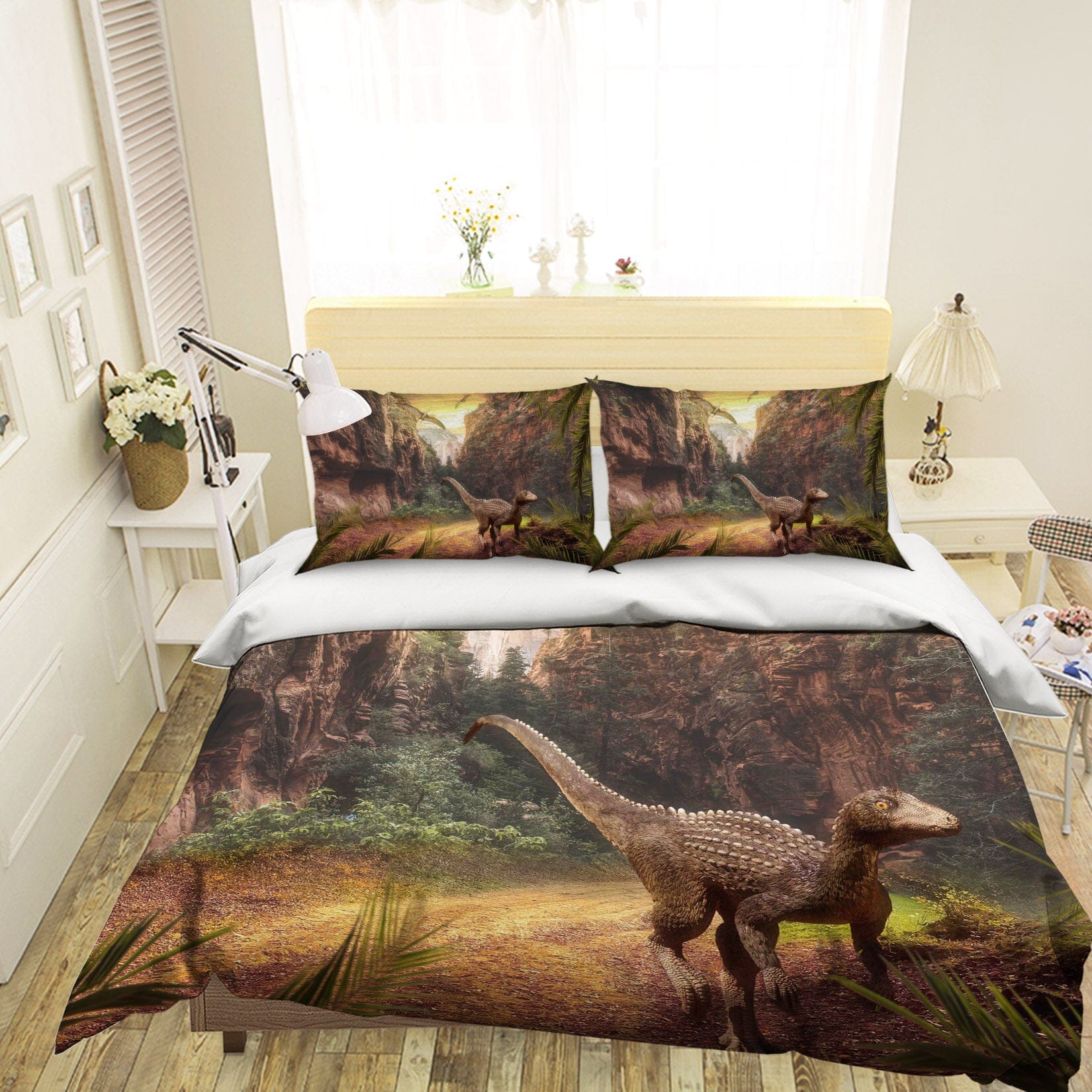 3D Forest Dinosaur 1915 Bed Pillowcases Quilt Quiet Covers AJ Creativity Home 