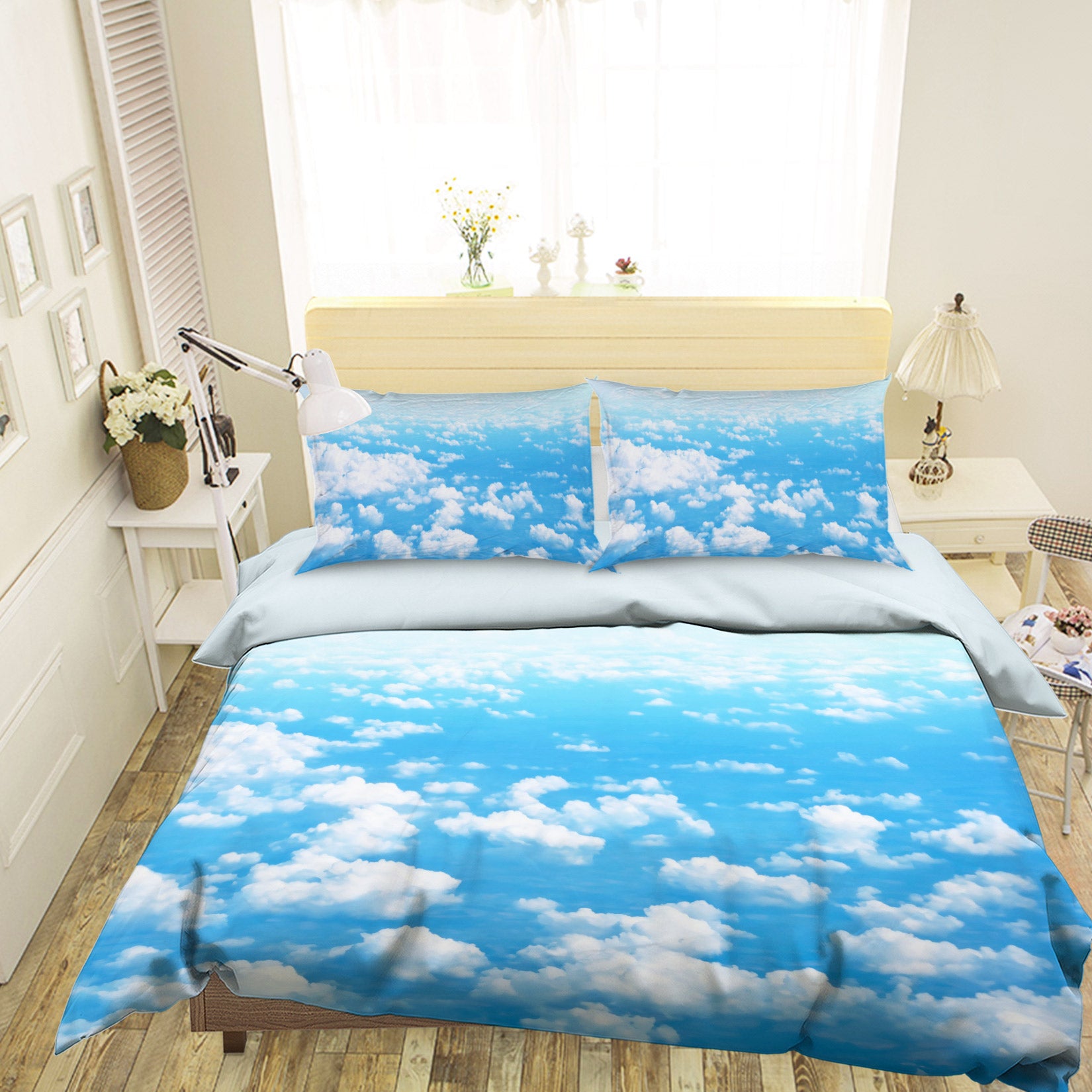 3D Blue Sky White Clouds 13031 Bed Pillowcases Quilt