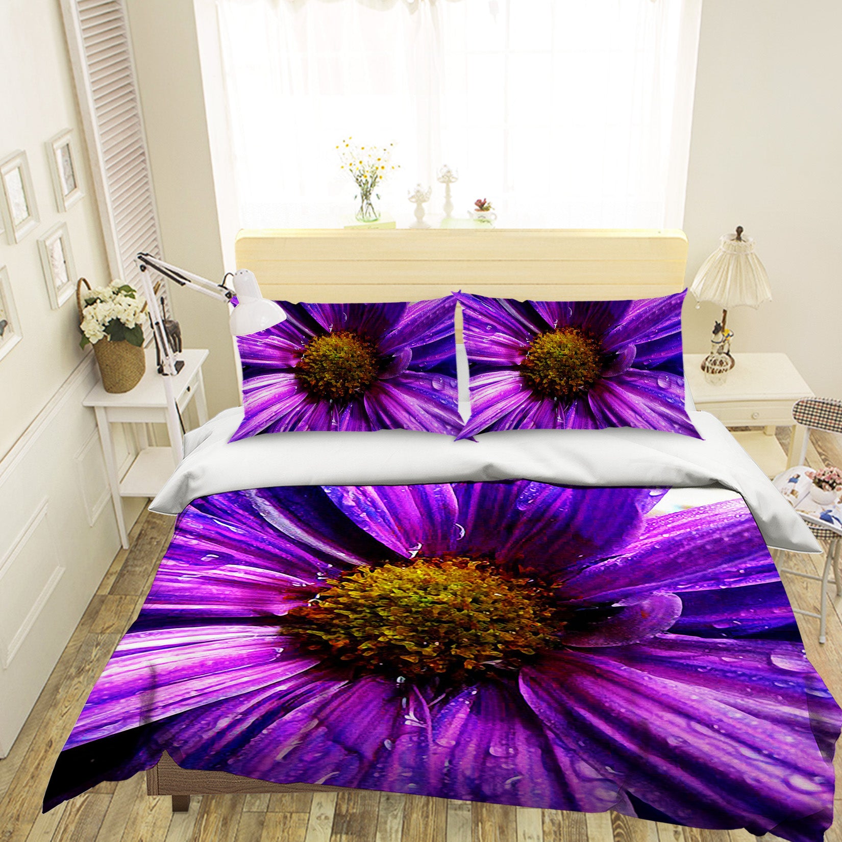 3D Purple Flower 092 Bed Pillowcases Quilt