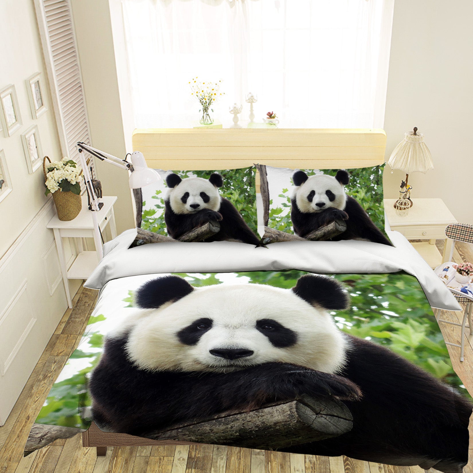 3D Panda Tree 127 Bed Pillowcases Quilt
