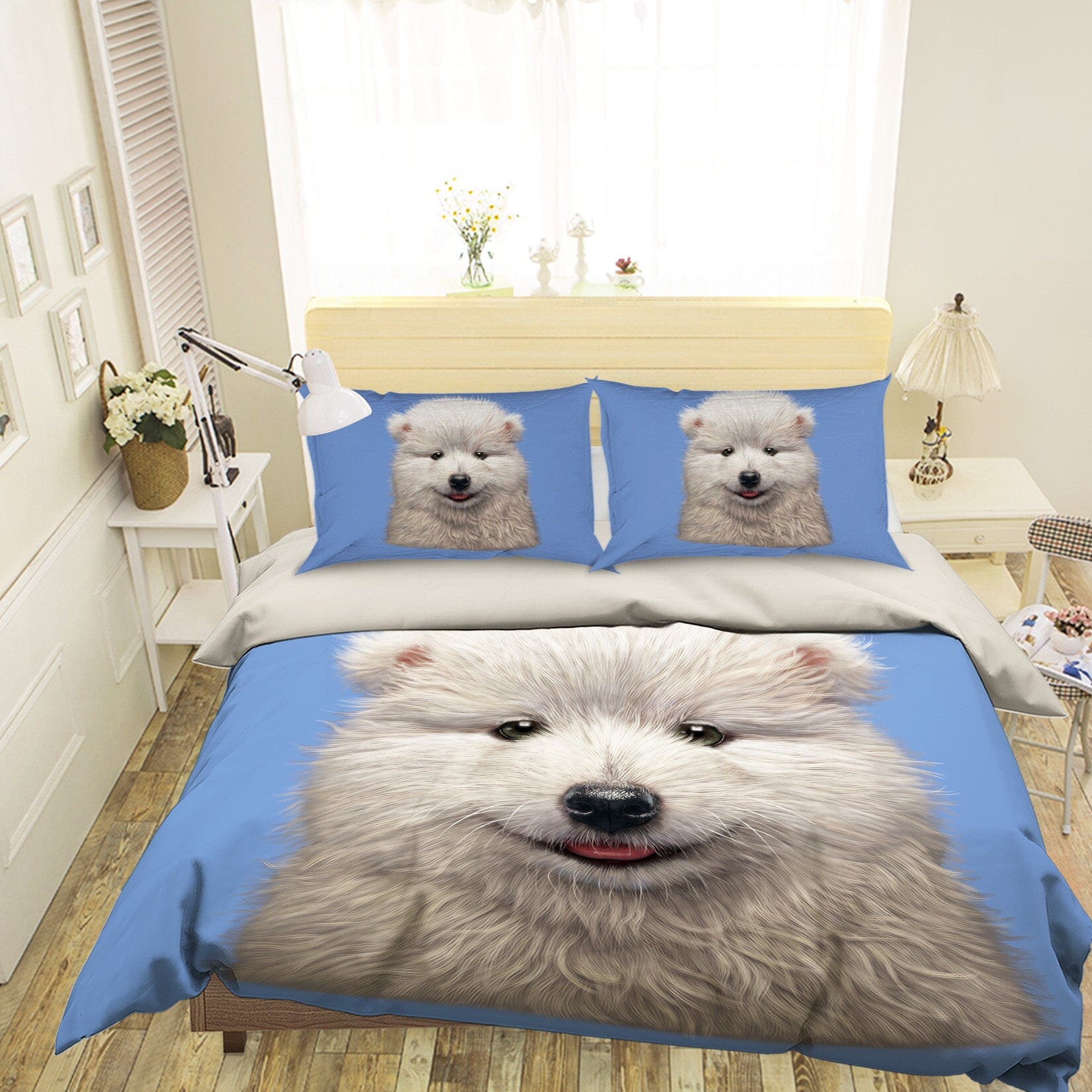3D Samoyed Puppy 074 Bed Pillowcases Quilt Exclusive Designer Vincent Quiet Covers AJ Creativity Home 
