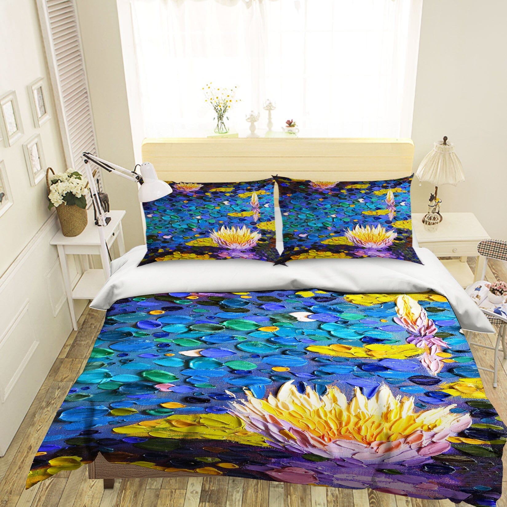 3D Water Lily 2122 Dena Tollefson bedding Bed Pillowcases Quilt Quiet Covers AJ Creativity Home 