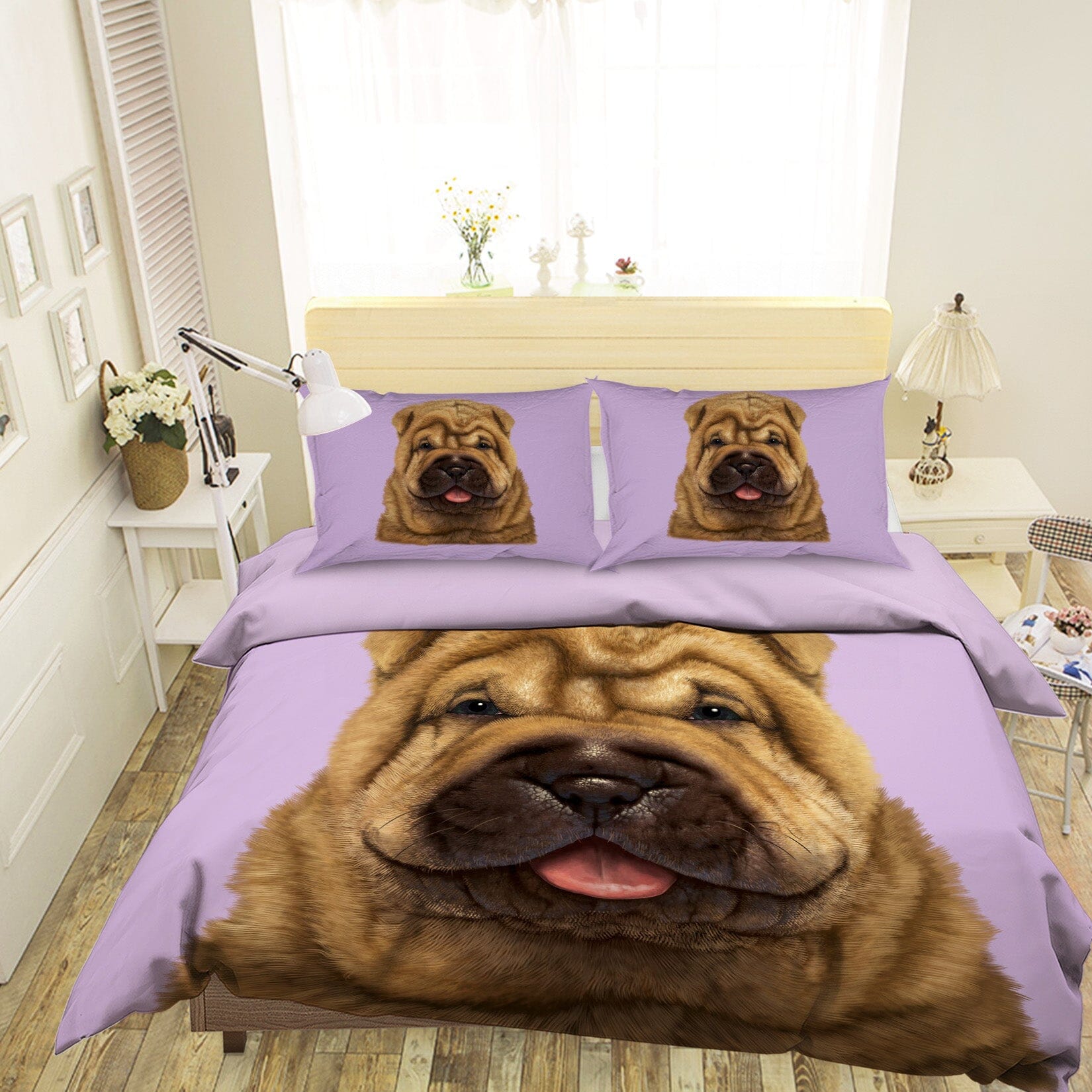 3D Shar Pei Puppy Portrait 077 Bed Pillowcases Quilt Exclusive Designer Vincent Quiet Covers AJ Creativity Home 