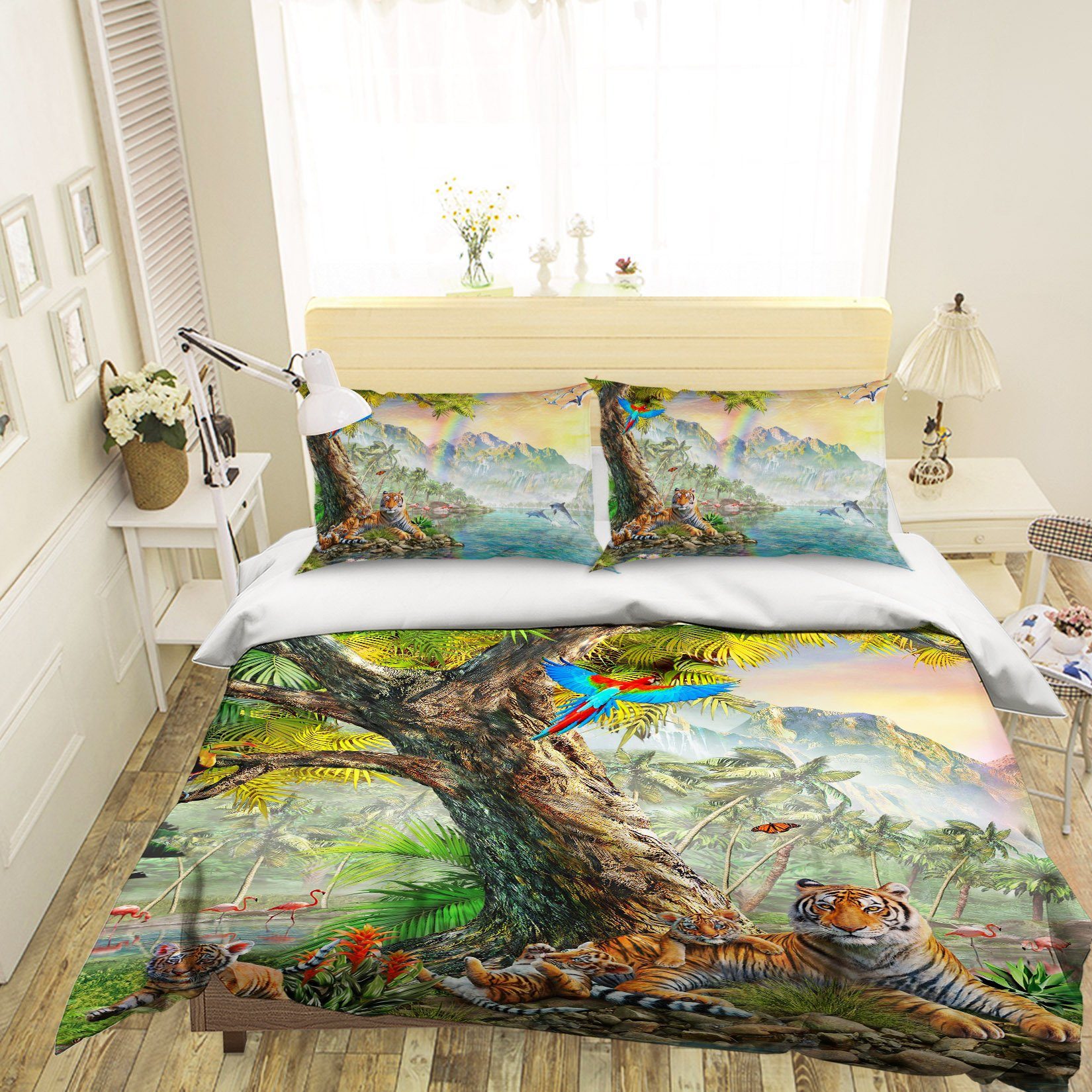 3D Big Tree Tiger 2117 Adrian Chesterman Bedding Bed Pillowcases Quilt Quiet Covers AJ Creativity Home 