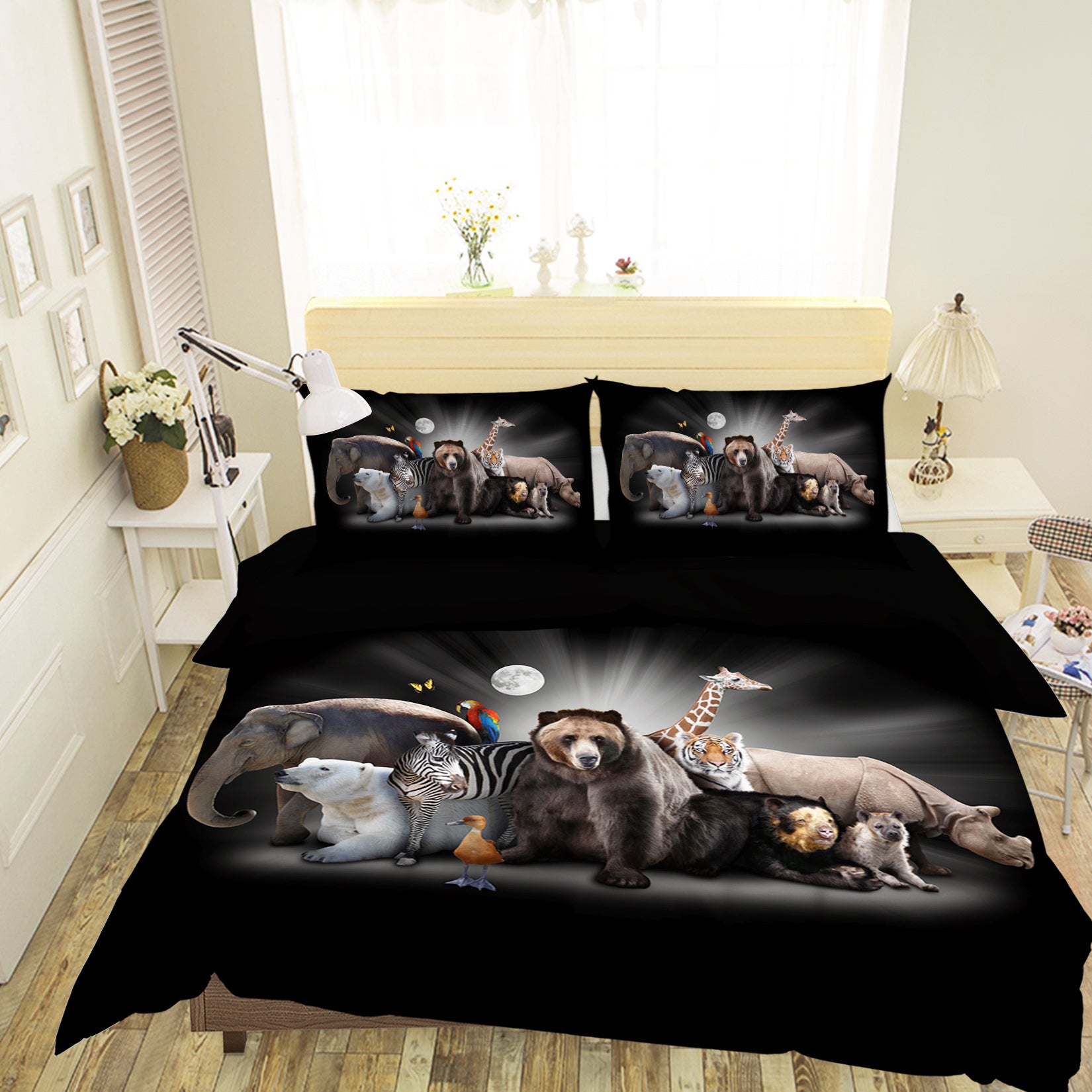 3D Bear Elephant Giraffe 015 Bed Pillowcases Quilt