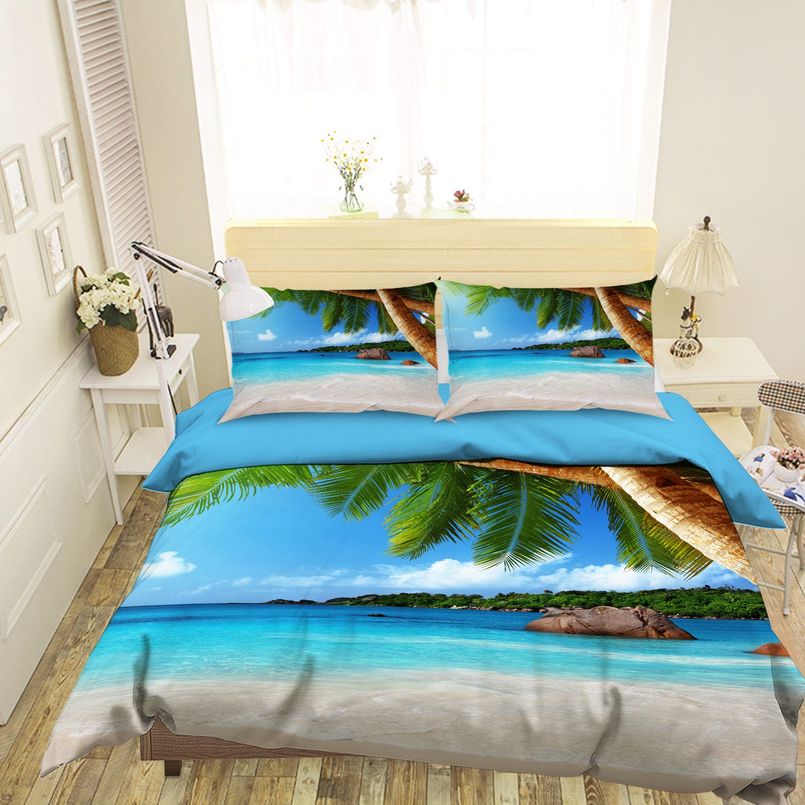 3D Beach Coconut Tree 12191 Bed Pillowcases Quilt