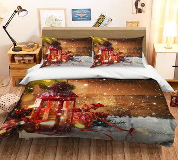 3D Snow Candle Light 51113 Christmas Quilt Duvet Cover Xmas Bed Pillowcases