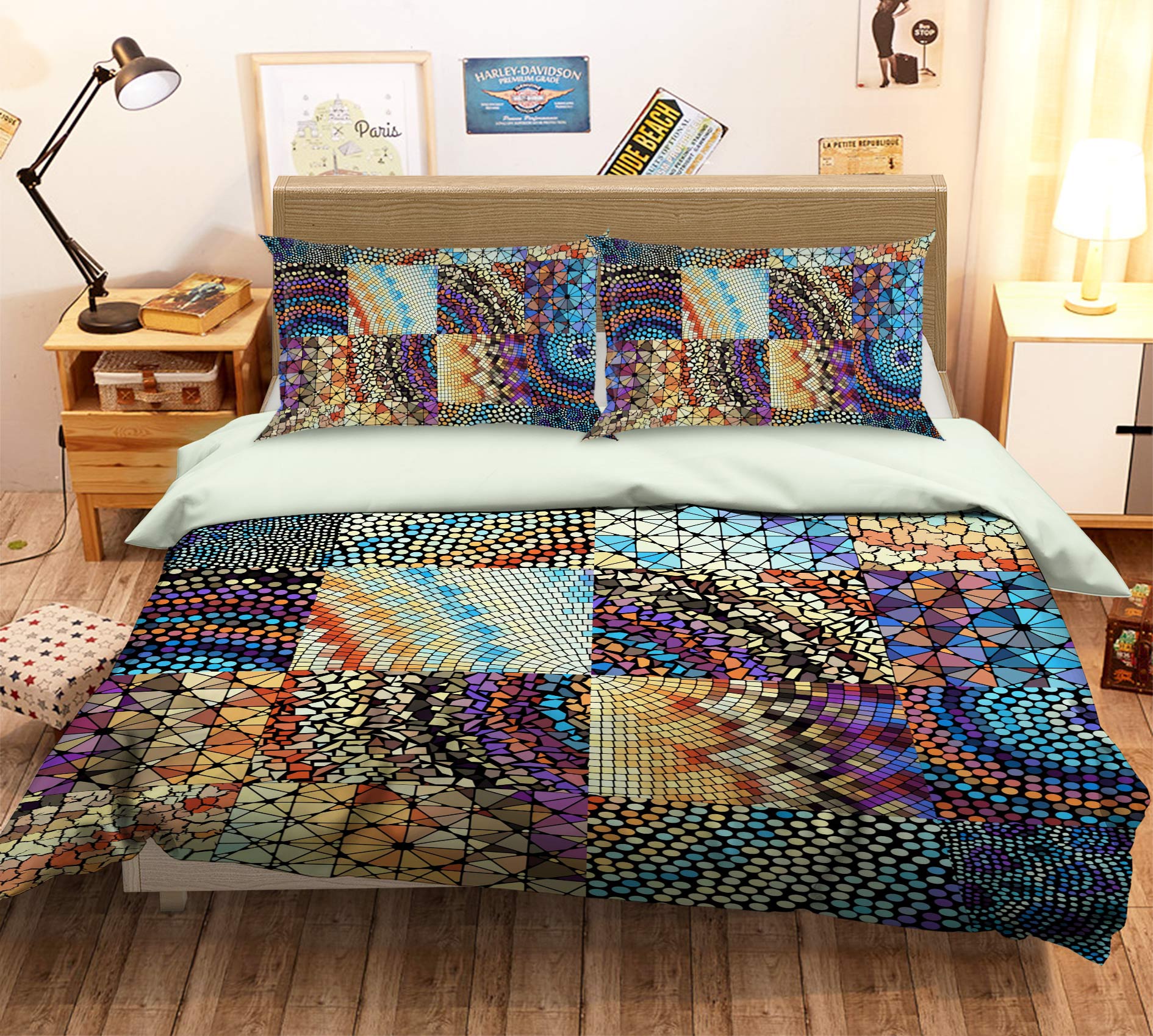 3D Square Pattern 14071 Bed Pillowcases Quilt