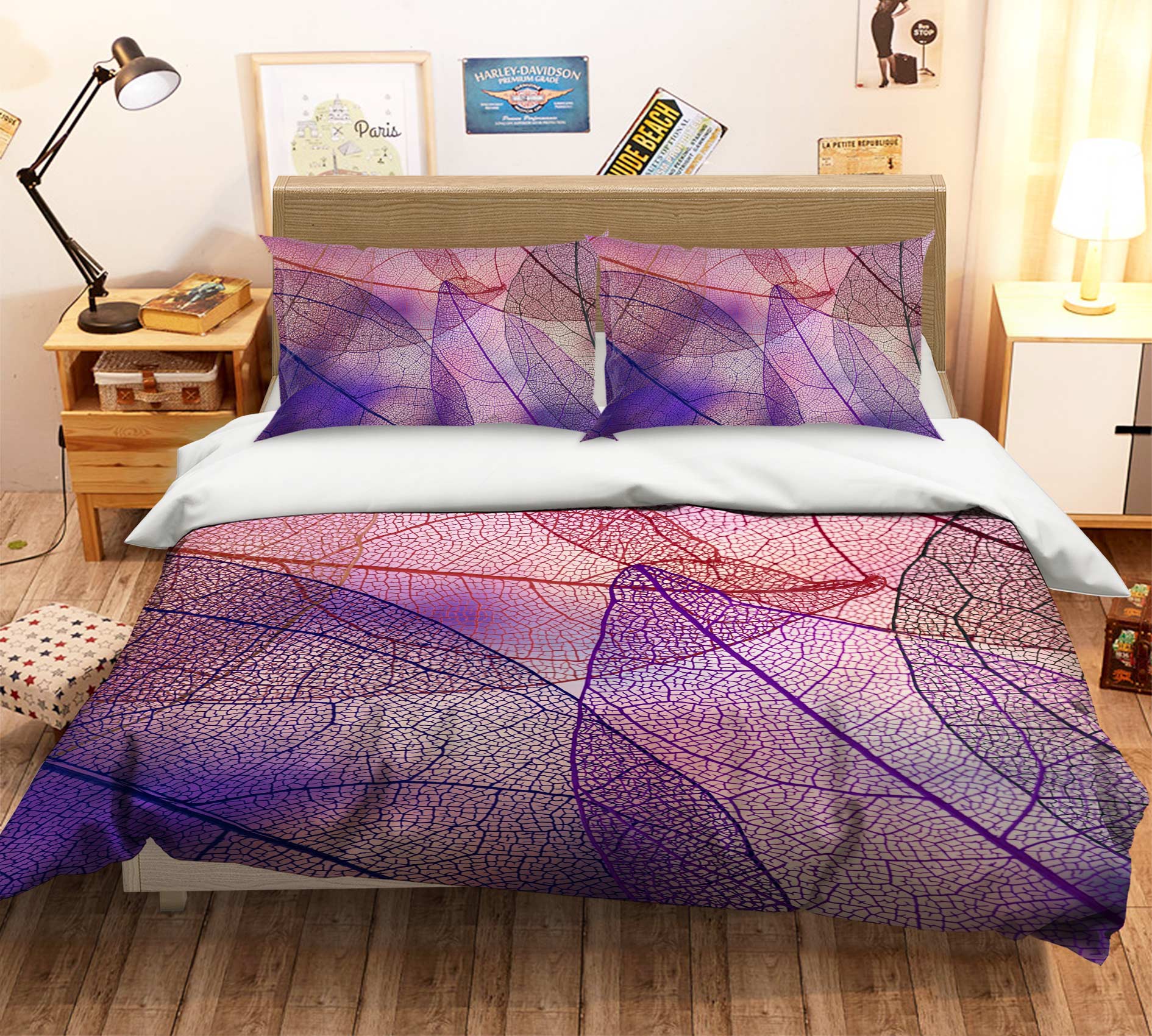 3D Purple Leaves 13147 Bed Pillowcases Quilt
