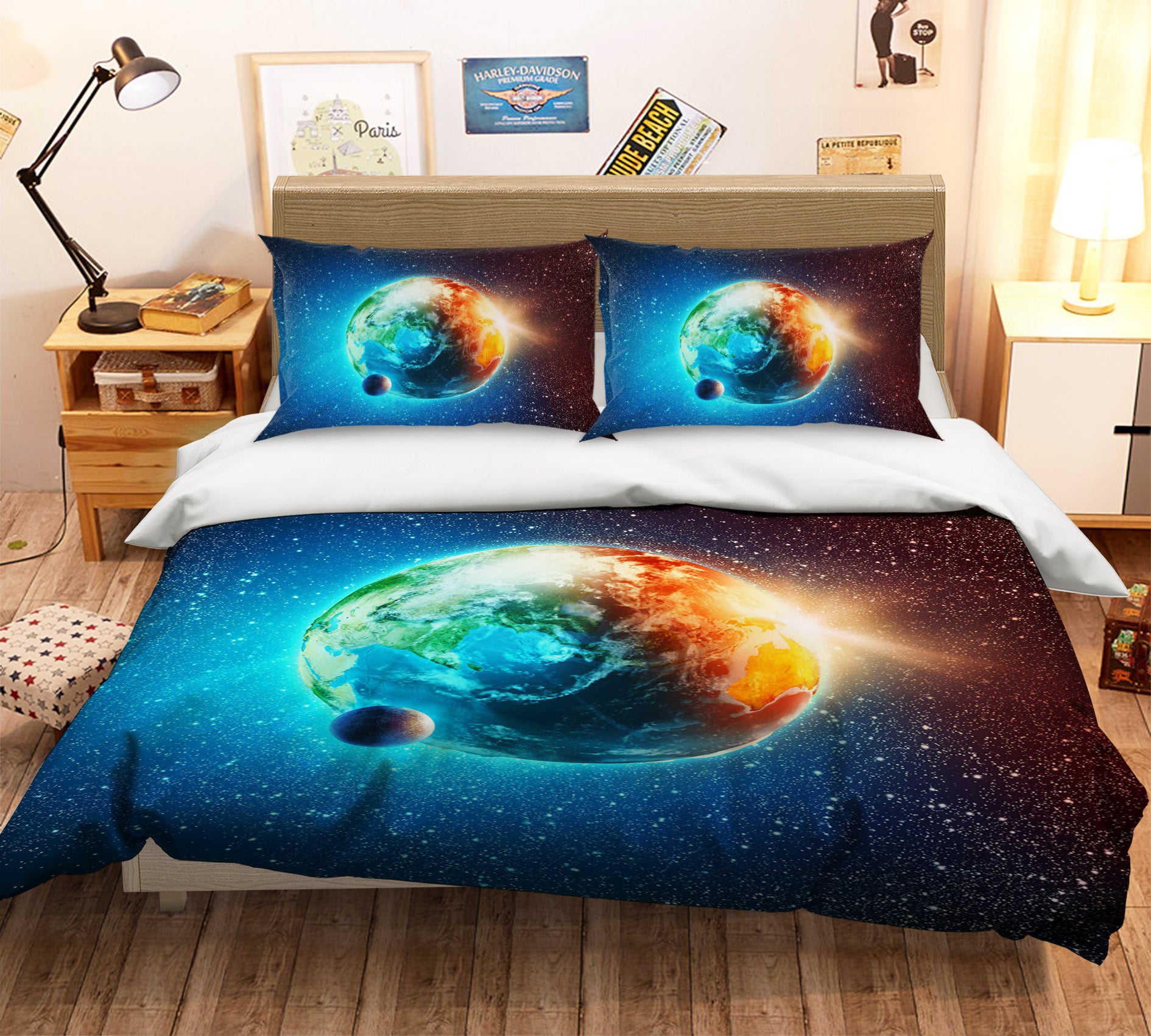 3D Star Earth 056 Bed Pillowcases Quilt