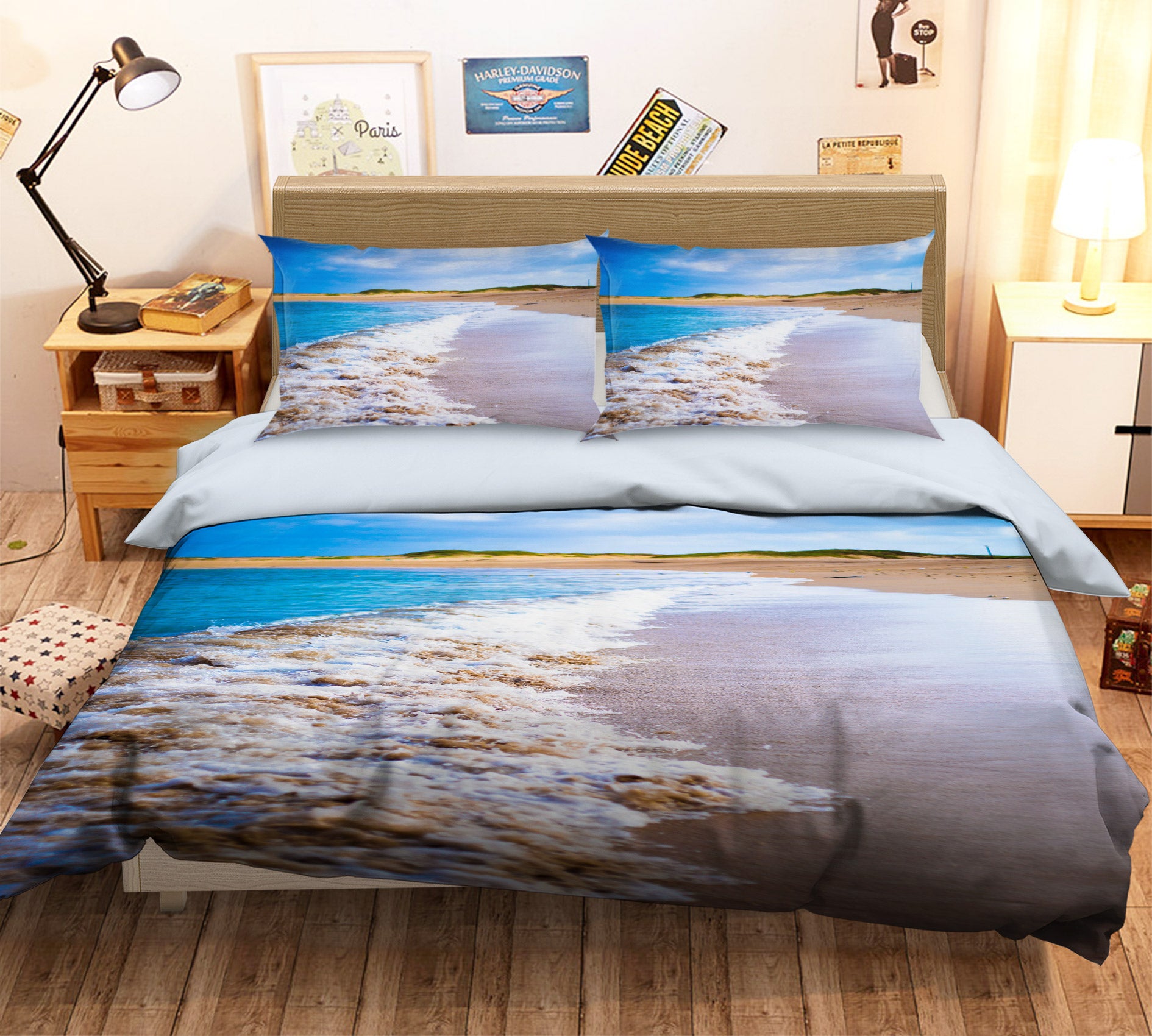 3D Seaside 16080 Bed Pillowcases Quilt