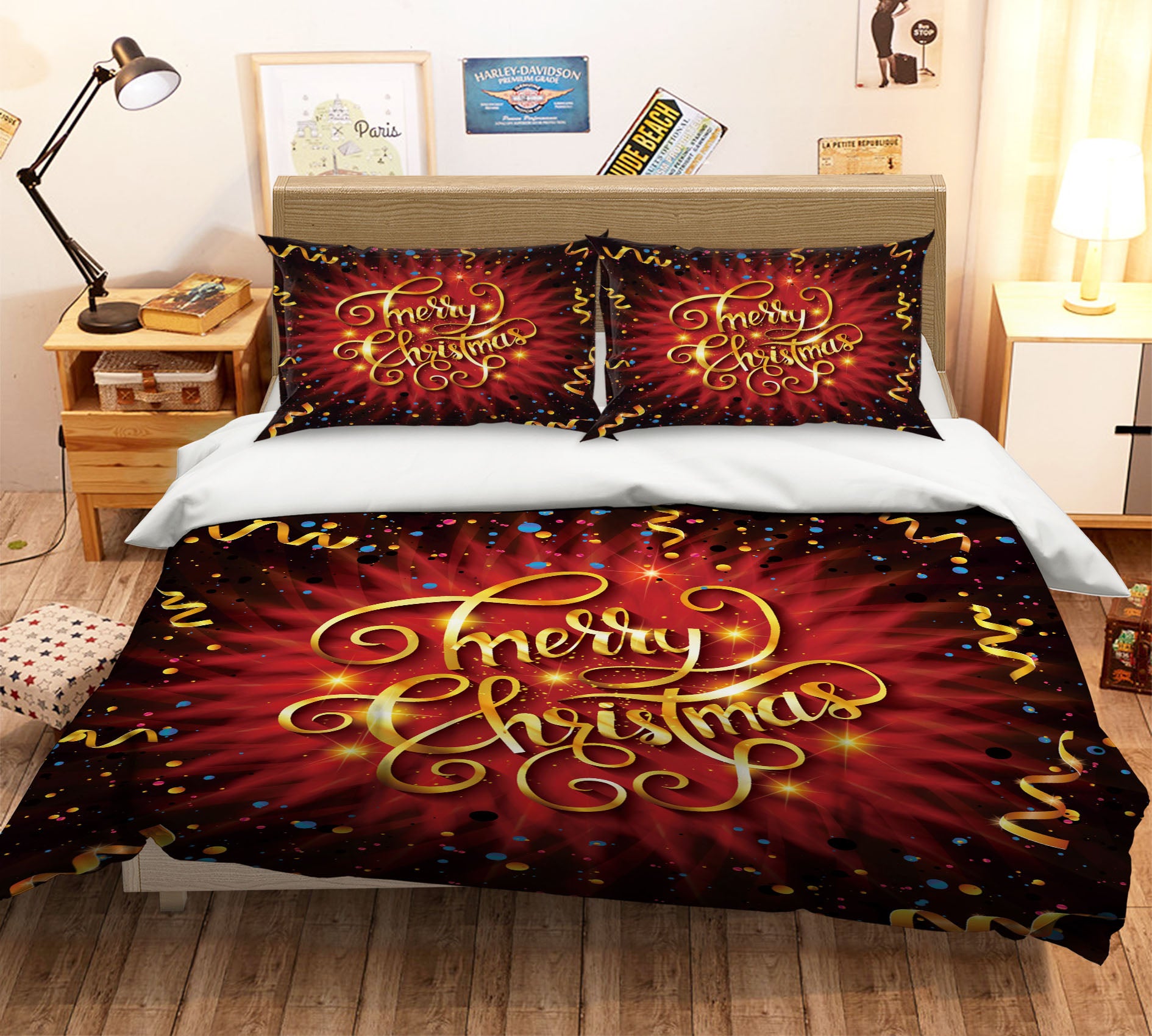 3D Golden Bar 51150 Christmas Quilt Duvet Cover Xmas Bed Pillowcases