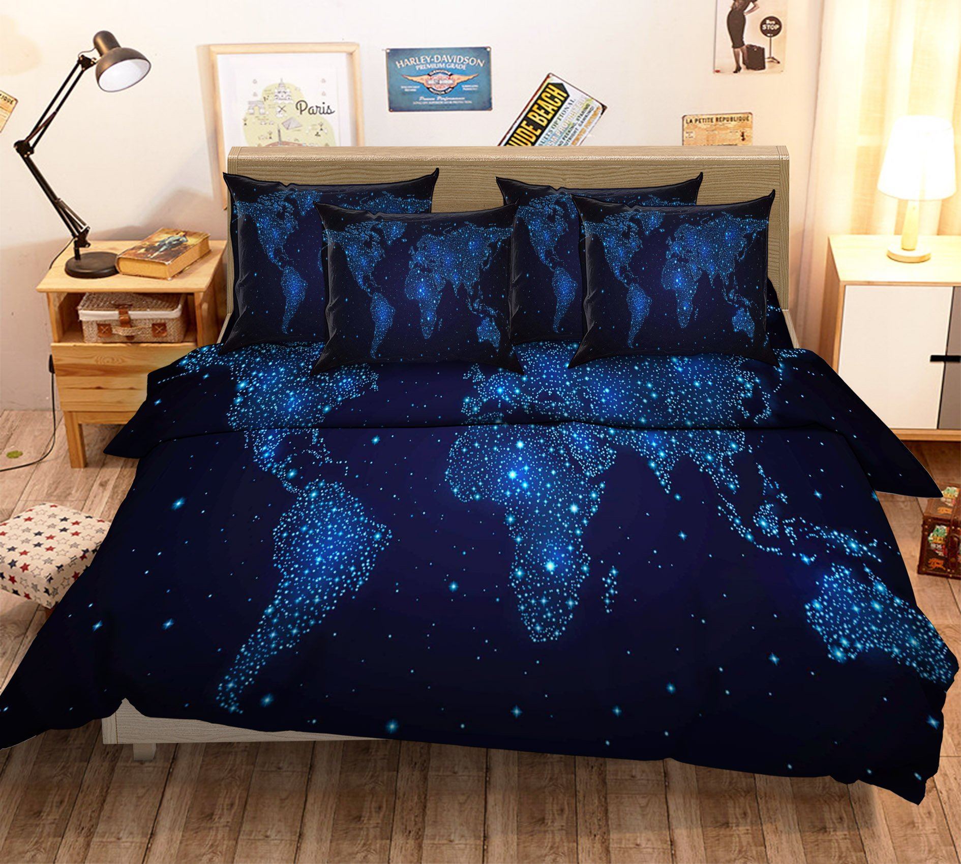 3D Shiny World Map 38 Bed Pillowcases Quilt Wallpaper AJ Wallpaper 