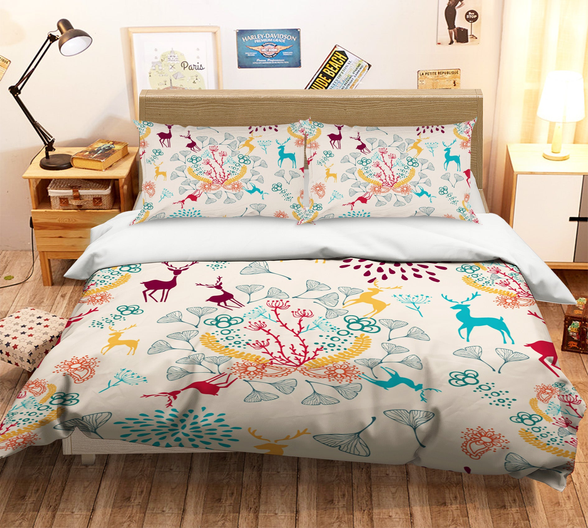 3D Deer Pattern 45022 Christmas Quilt Duvet Cover Xmas Bed Pillowcases