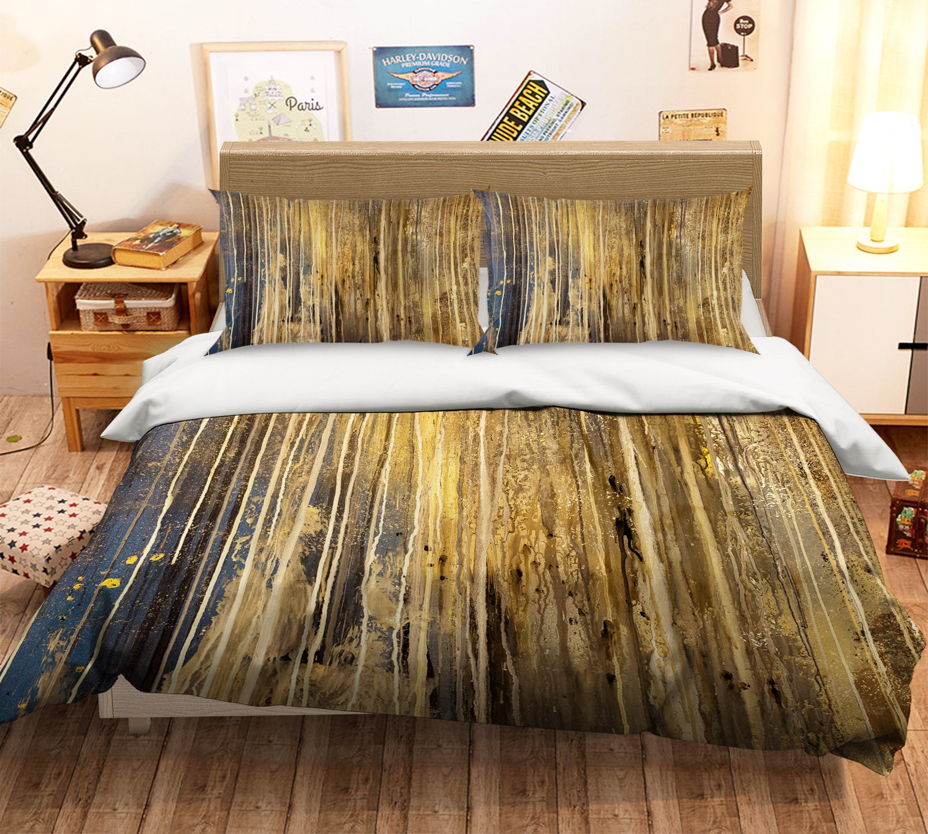 3D Brown Wood Grain 60144 Bed Pillowcases Quilt