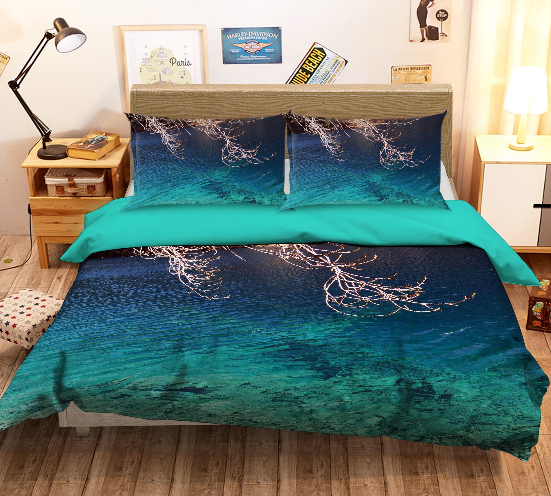 3D Blue Lake 16089 Bed Pillowcases Quilt