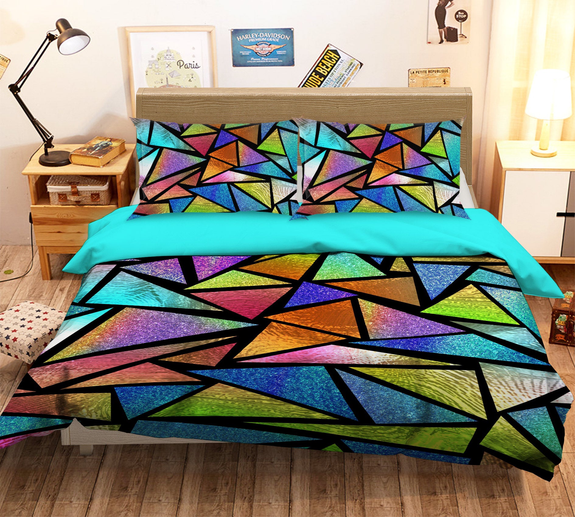 3D Triangle Block 14077 Bed Pillowcases Quilt