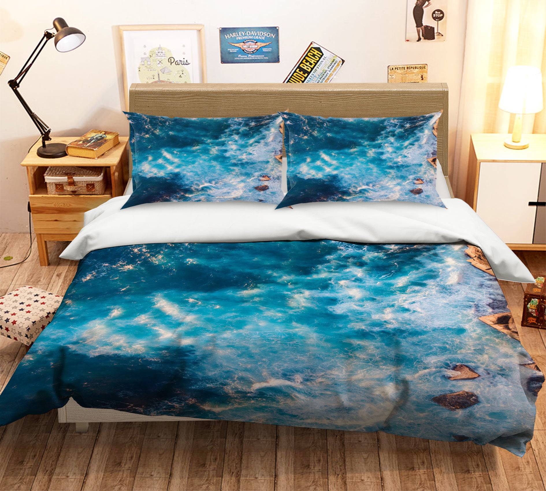 3D Waves 15134 Bed Pillowcases Quilt