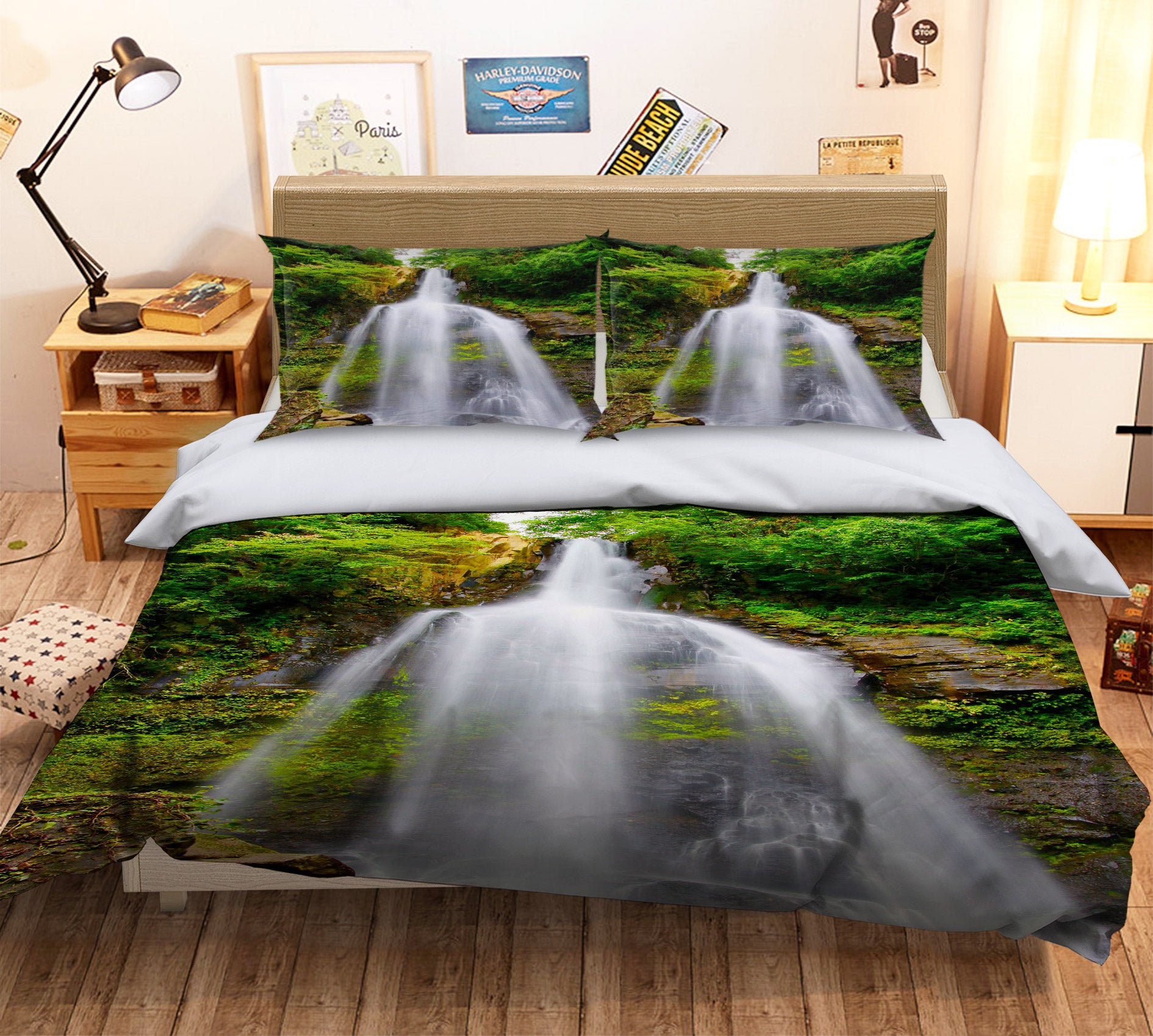 3D Mountain Waterfall 15156 Bed Pillowcases Quilt