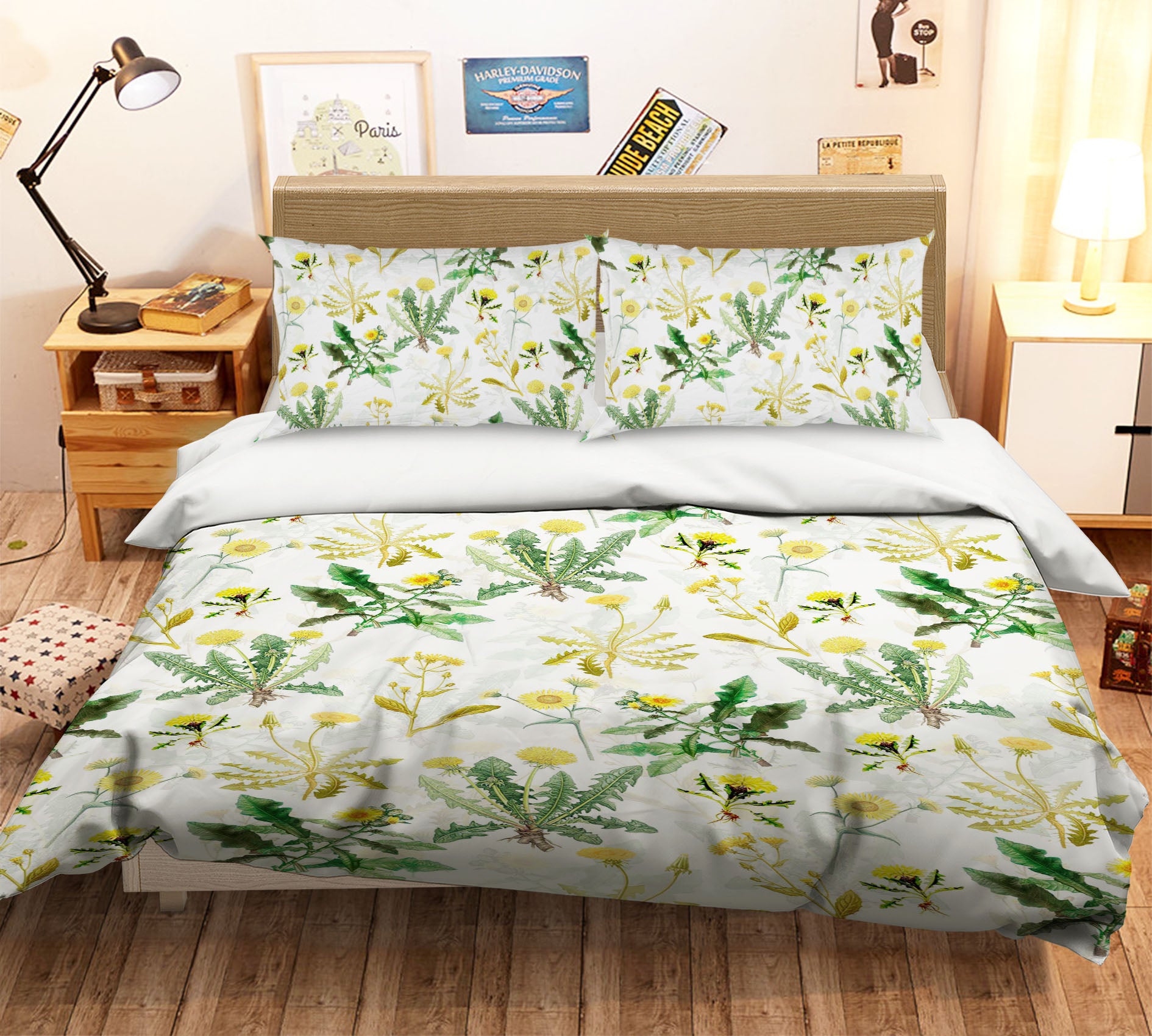 3D Yellow Flower Leaves 18215 Uta Naumann Bedding Bed Pillowcases Quilt
