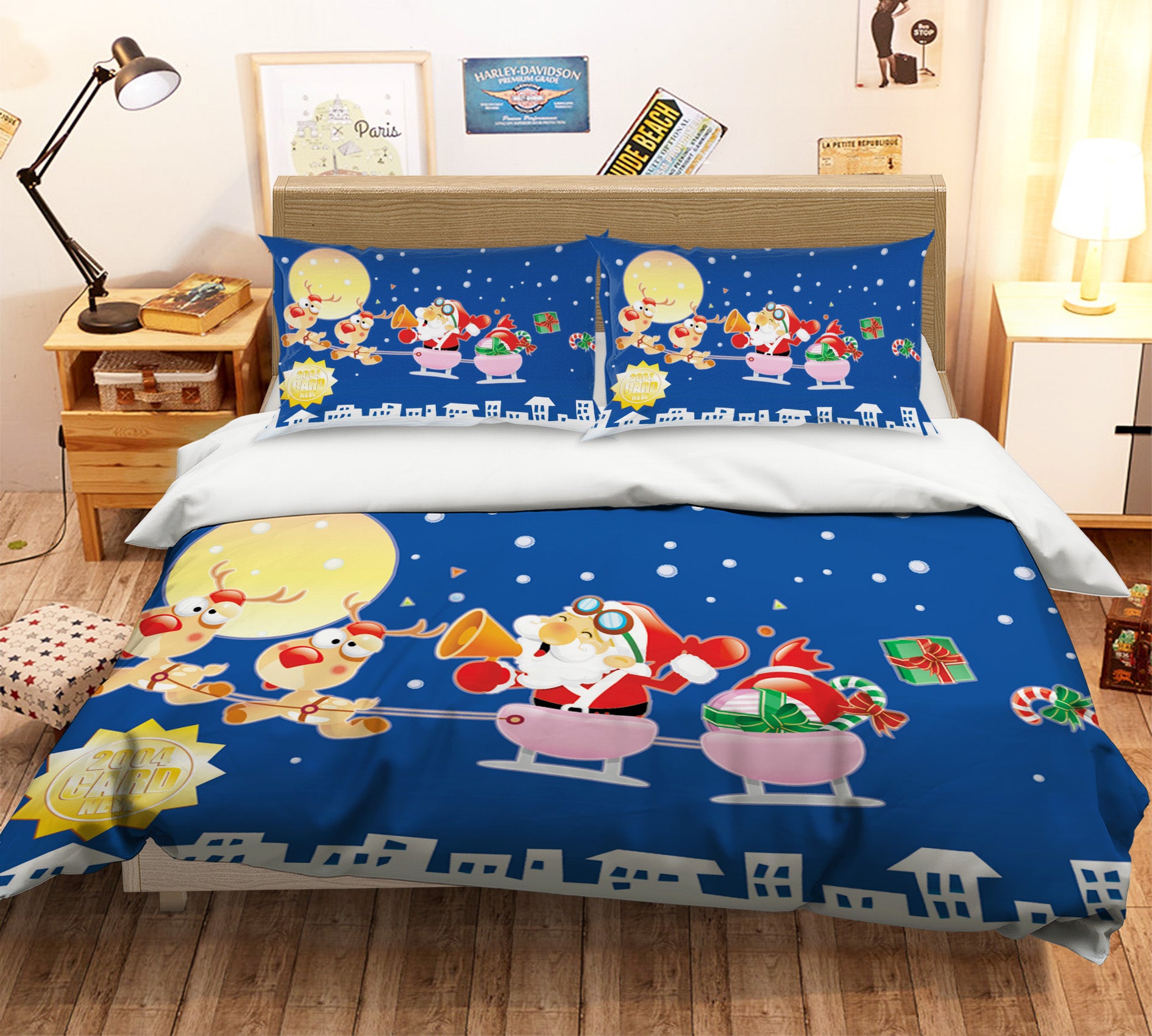 3D Santa Sleigh 45020 Christmas Quilt Duvet Cover Xmas Bed Pillowcases