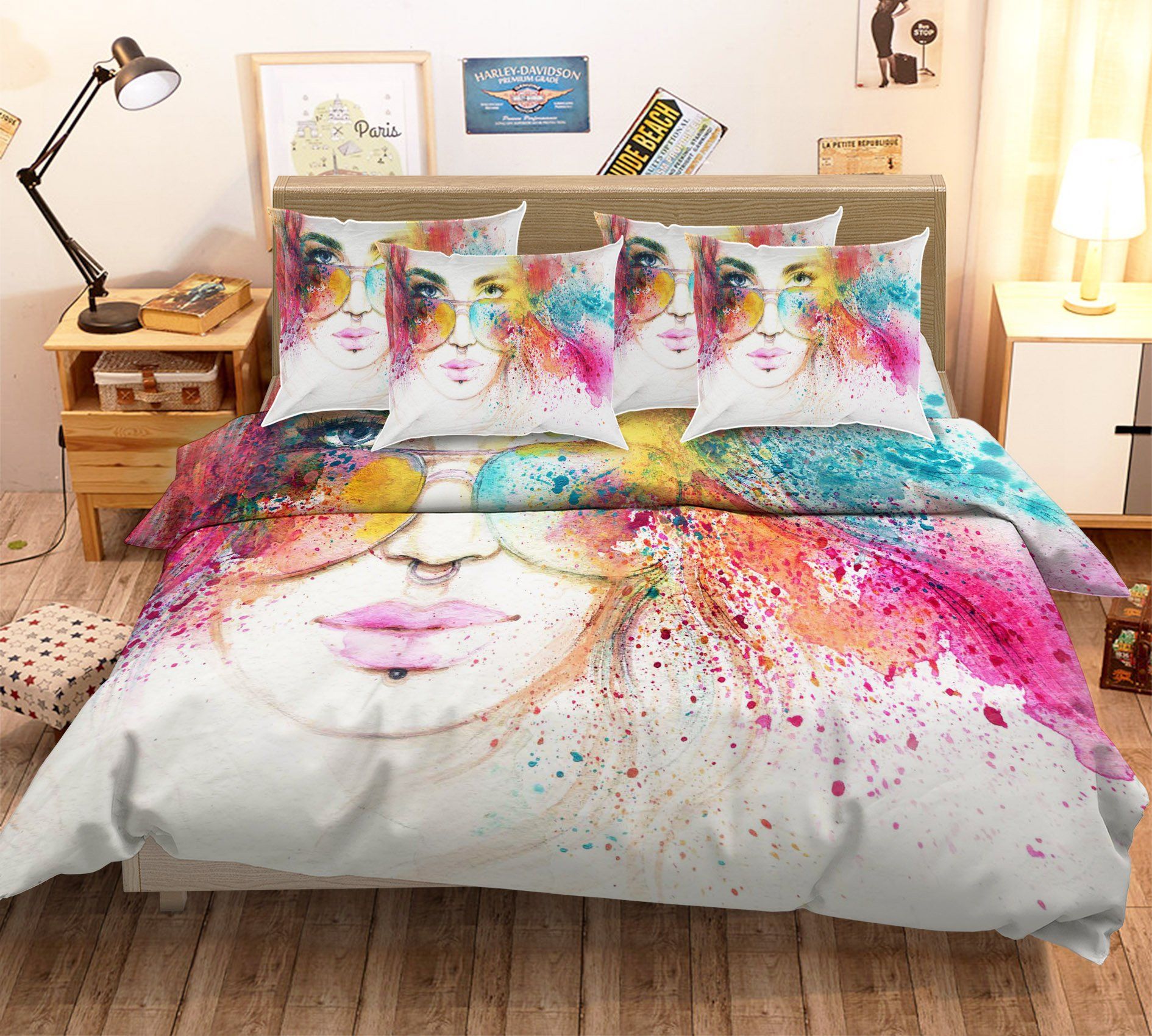 3D Graffiti Woman 28 Bed Pillowcases Quilt Wallpaper AJ Wallpaper 